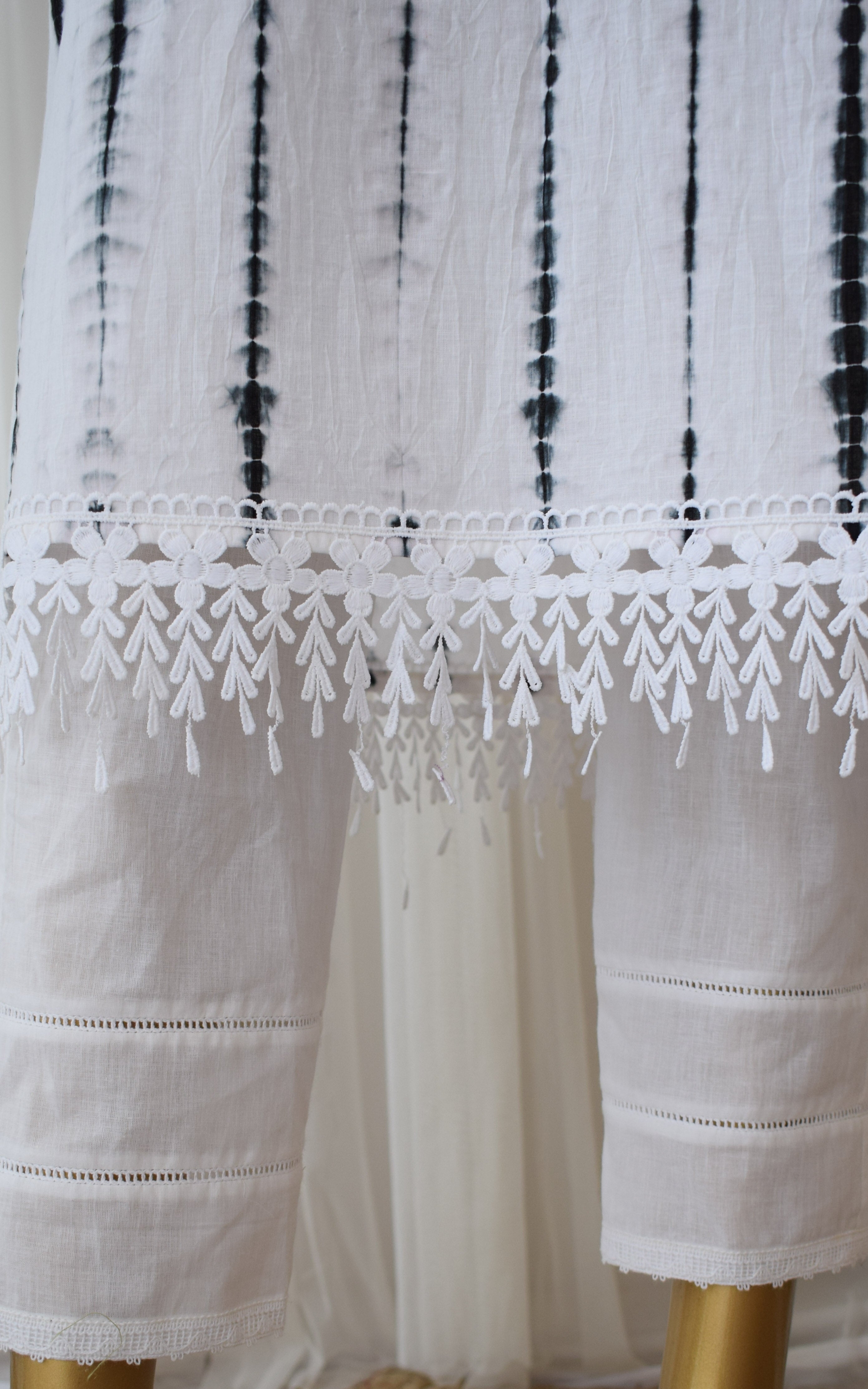 Black & White Tie-Die Cotton Kurta & Pant Set
