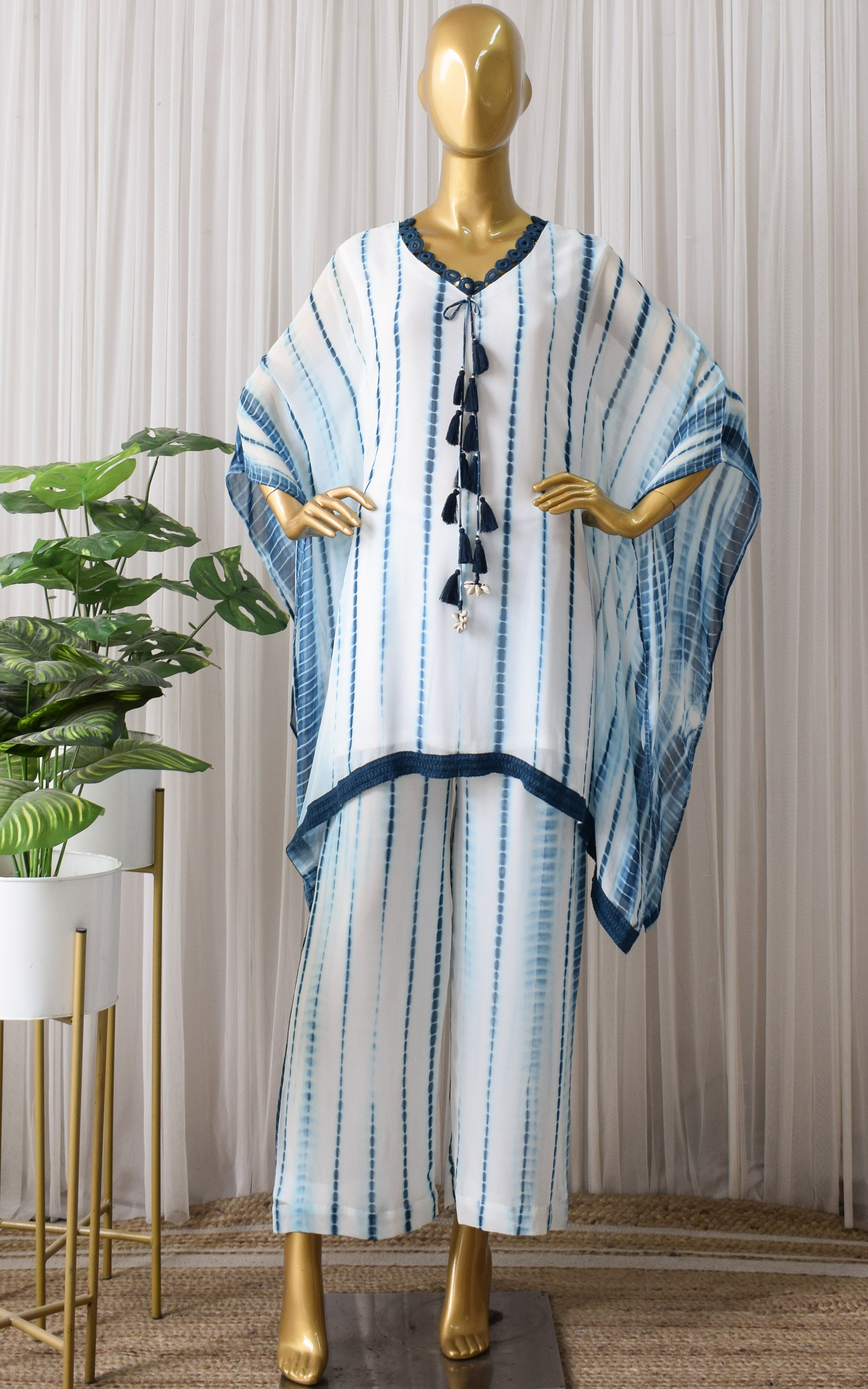 Megha Navy Shibori Kaftan Co-ord Set