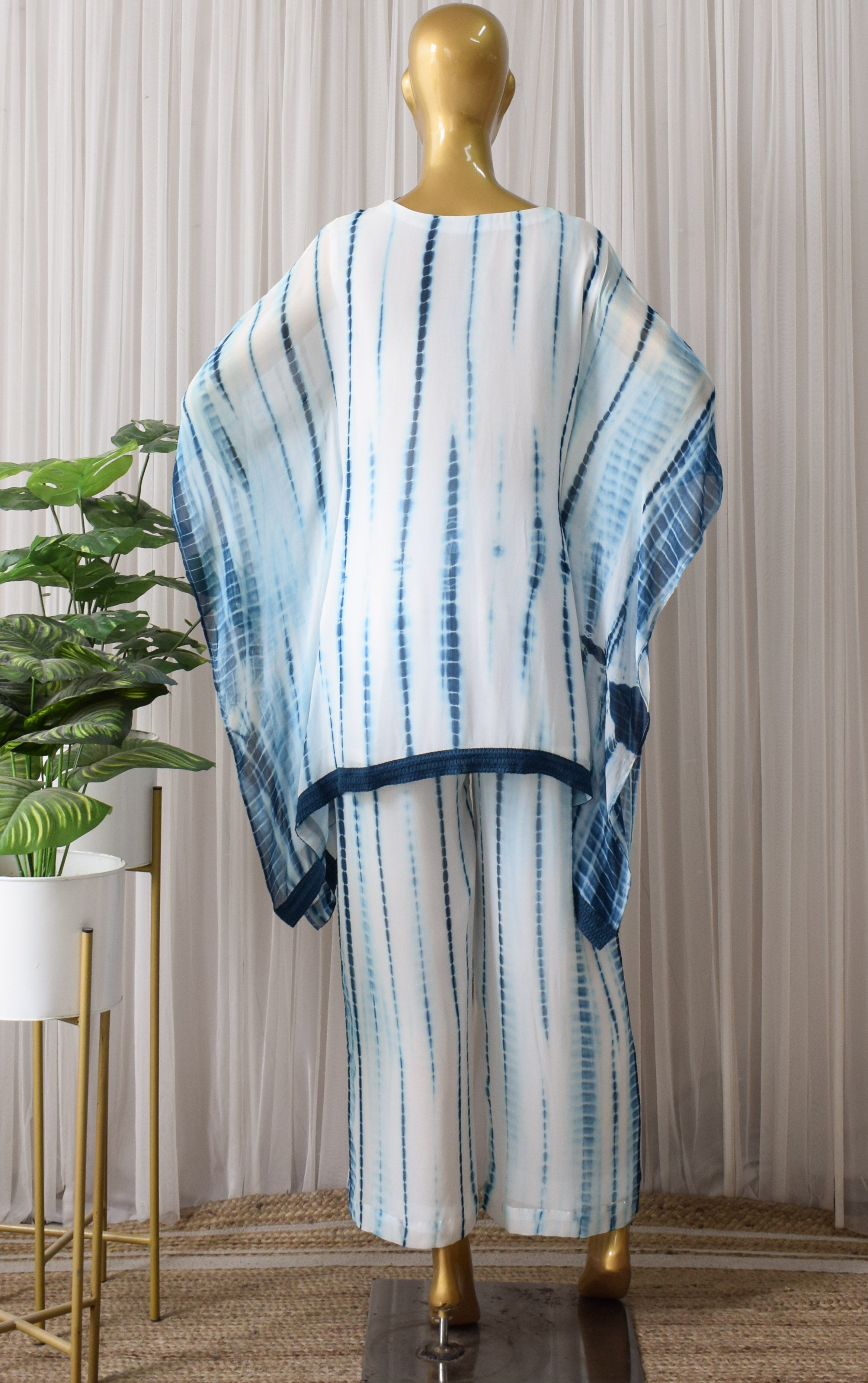 Megha Navy Shibori Kaftan Co-ord Set