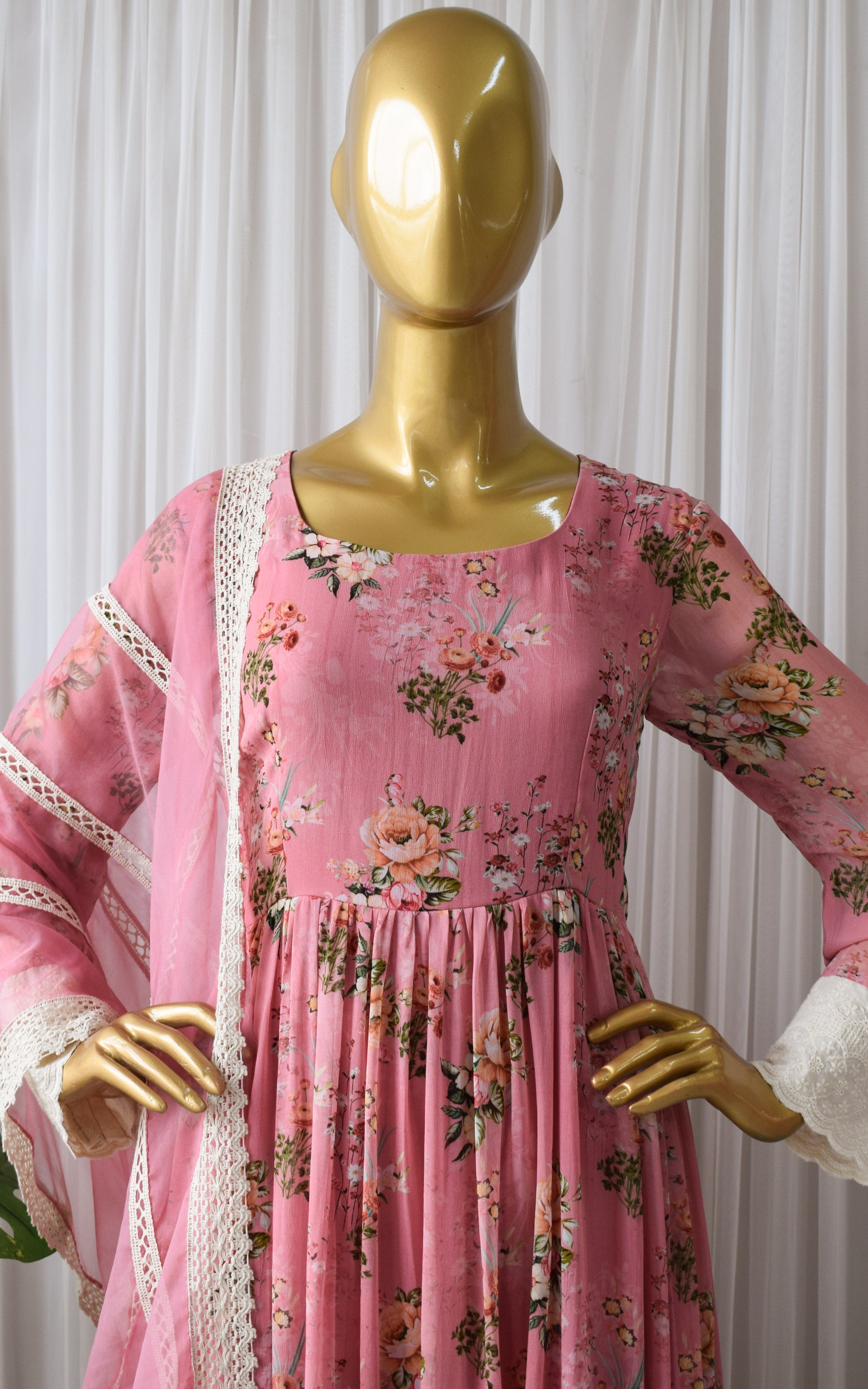 Shraddha Arya Pink Floral Printed Georgette Anarkali Set