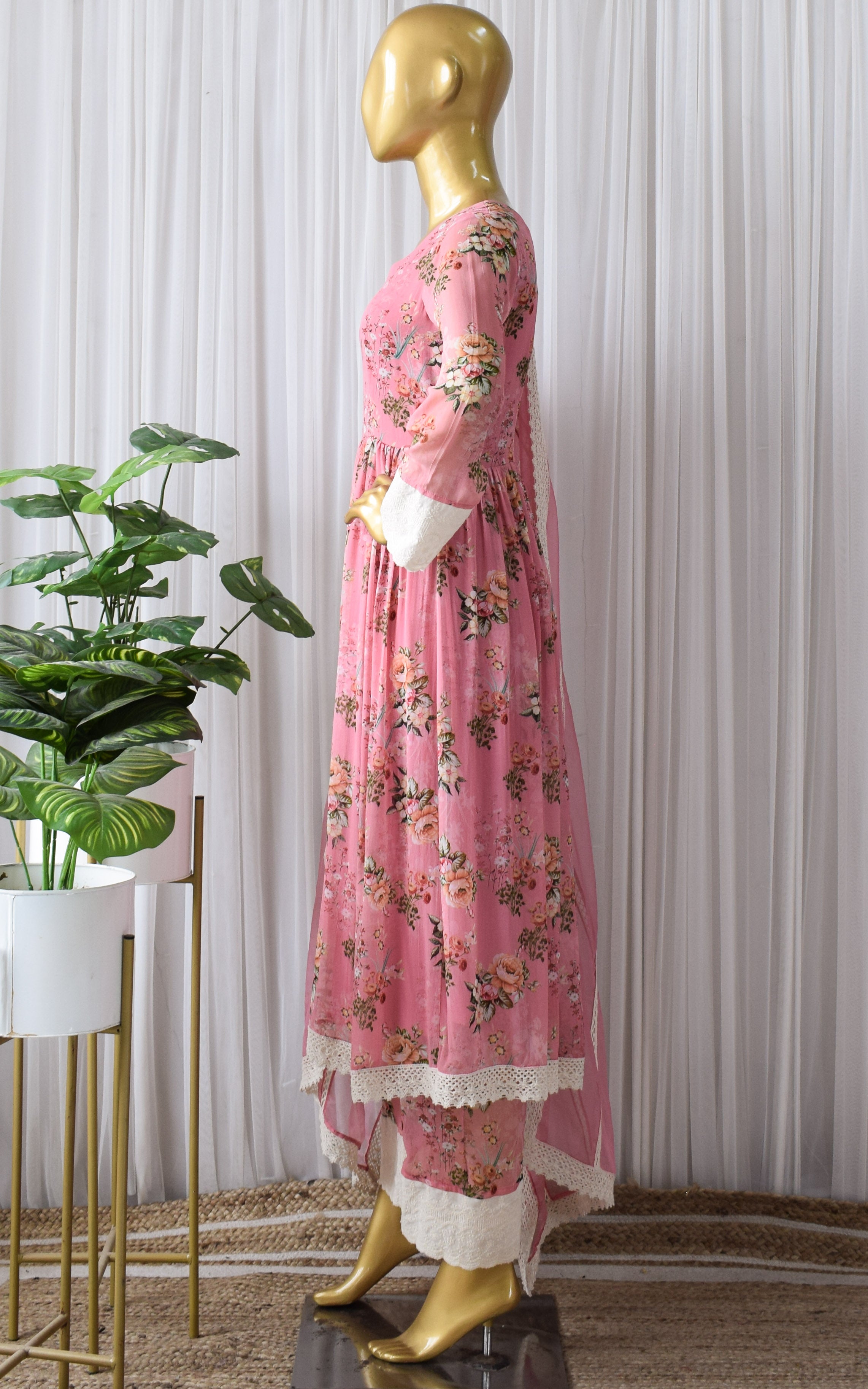 Shraddha Arya Pink Floral Printed Georgette Anarkali Set
