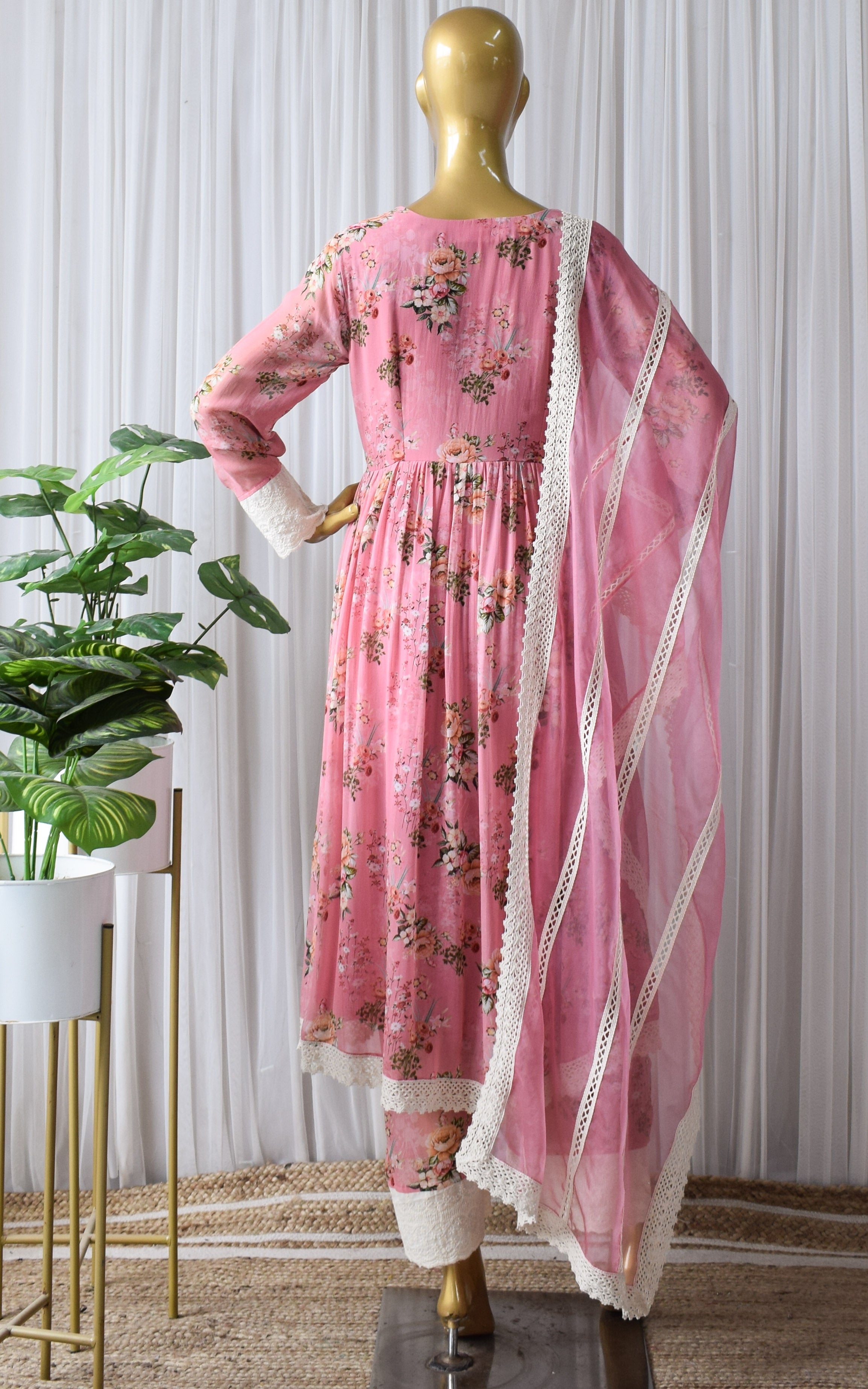 Shraddha Arya Pink Floral Printed Georgette Anarkali Set