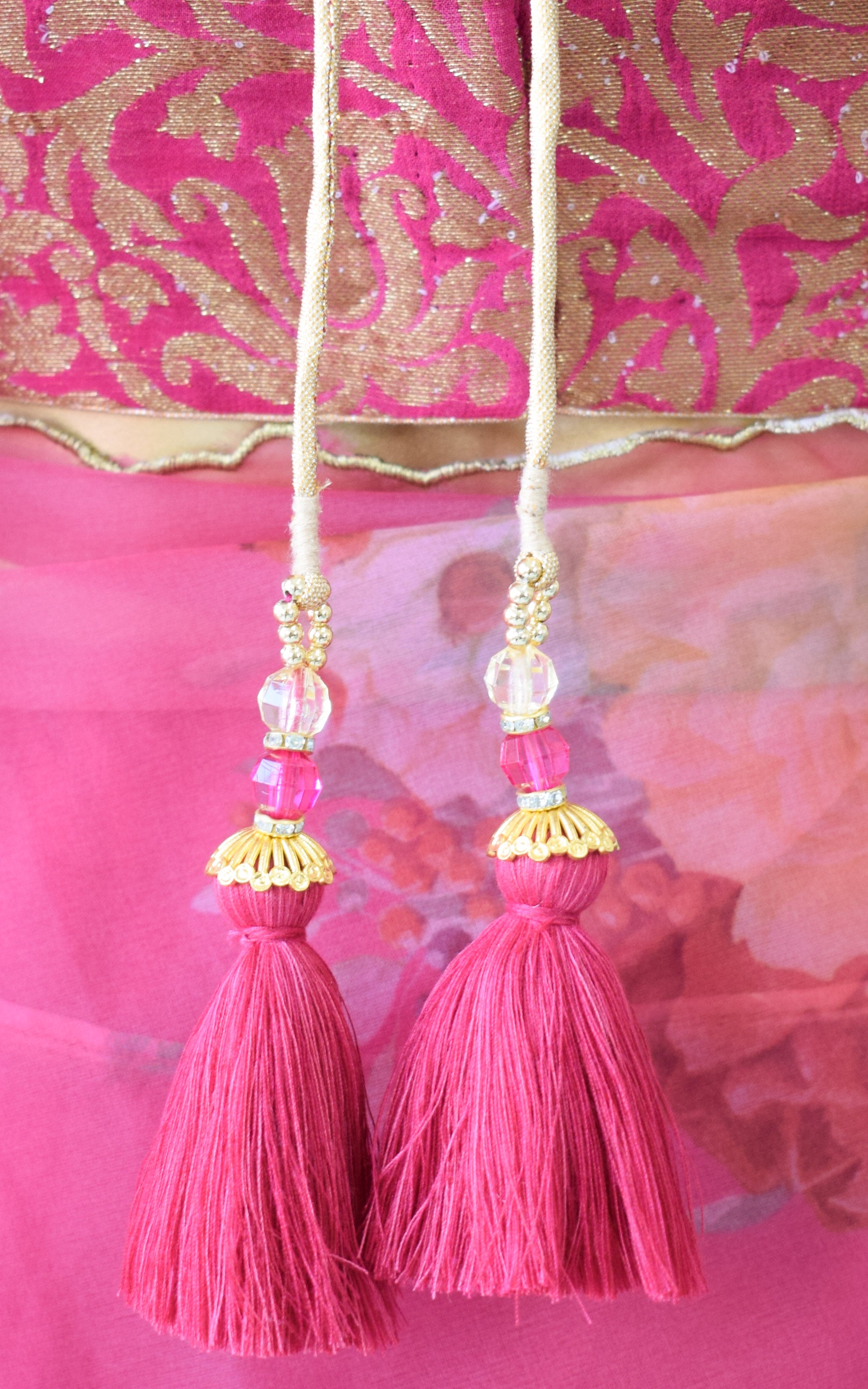 Fuchsia Floral Organza Saree