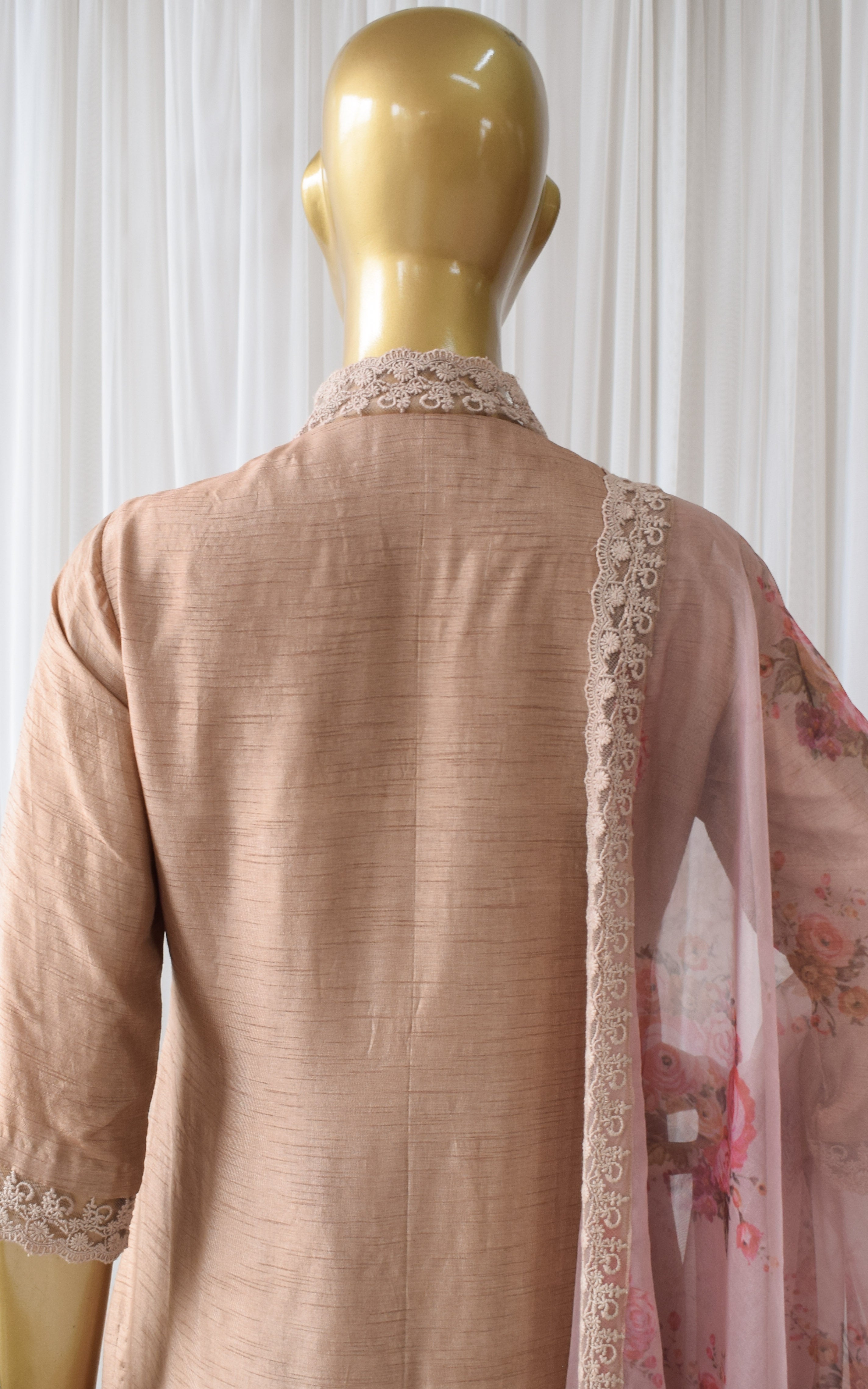 Deepa Dusty Pink Kurta Pant Set with Organza Dupatta