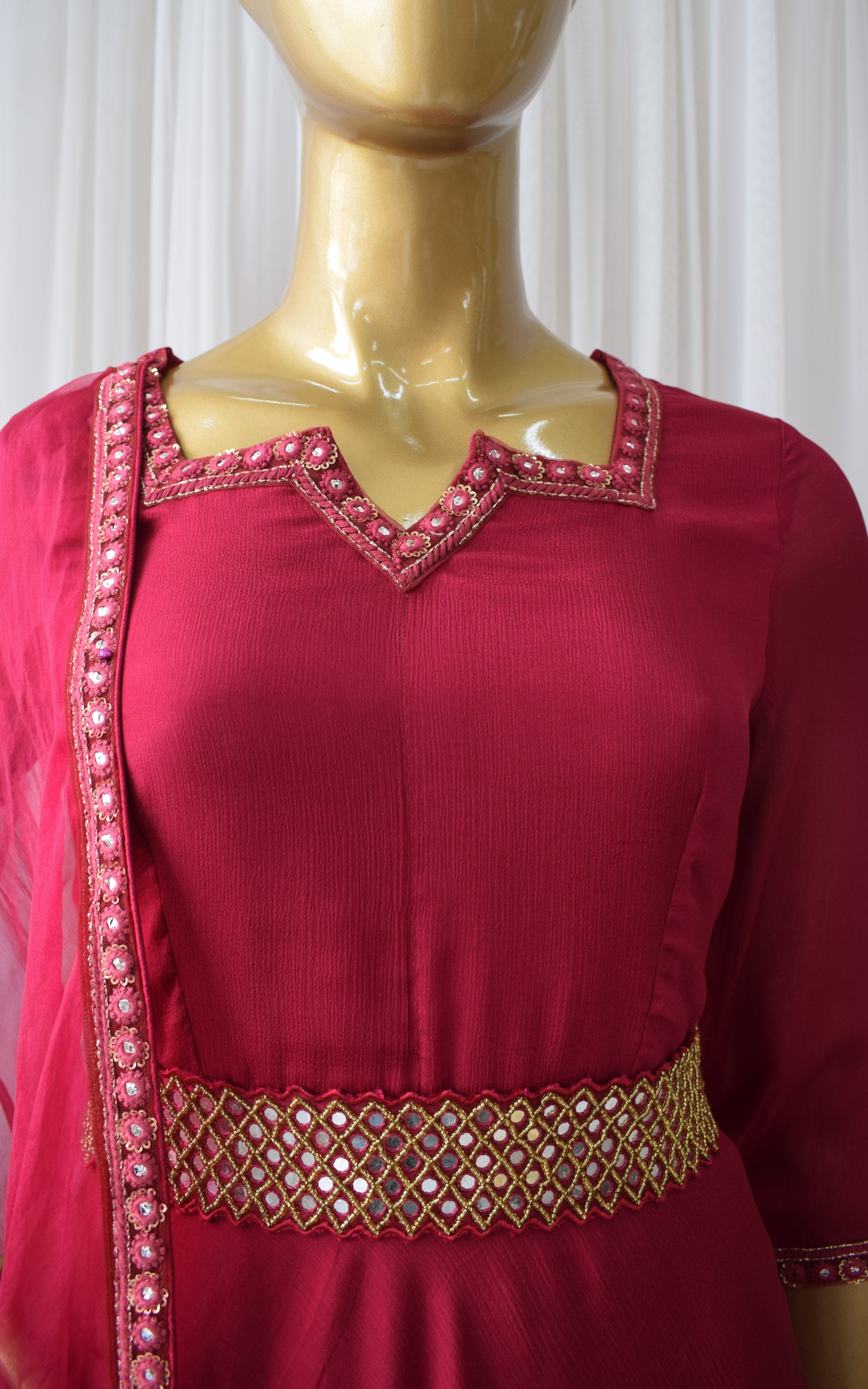 Shweta Tiwari Burgundy Double Layer Sharara With Belt