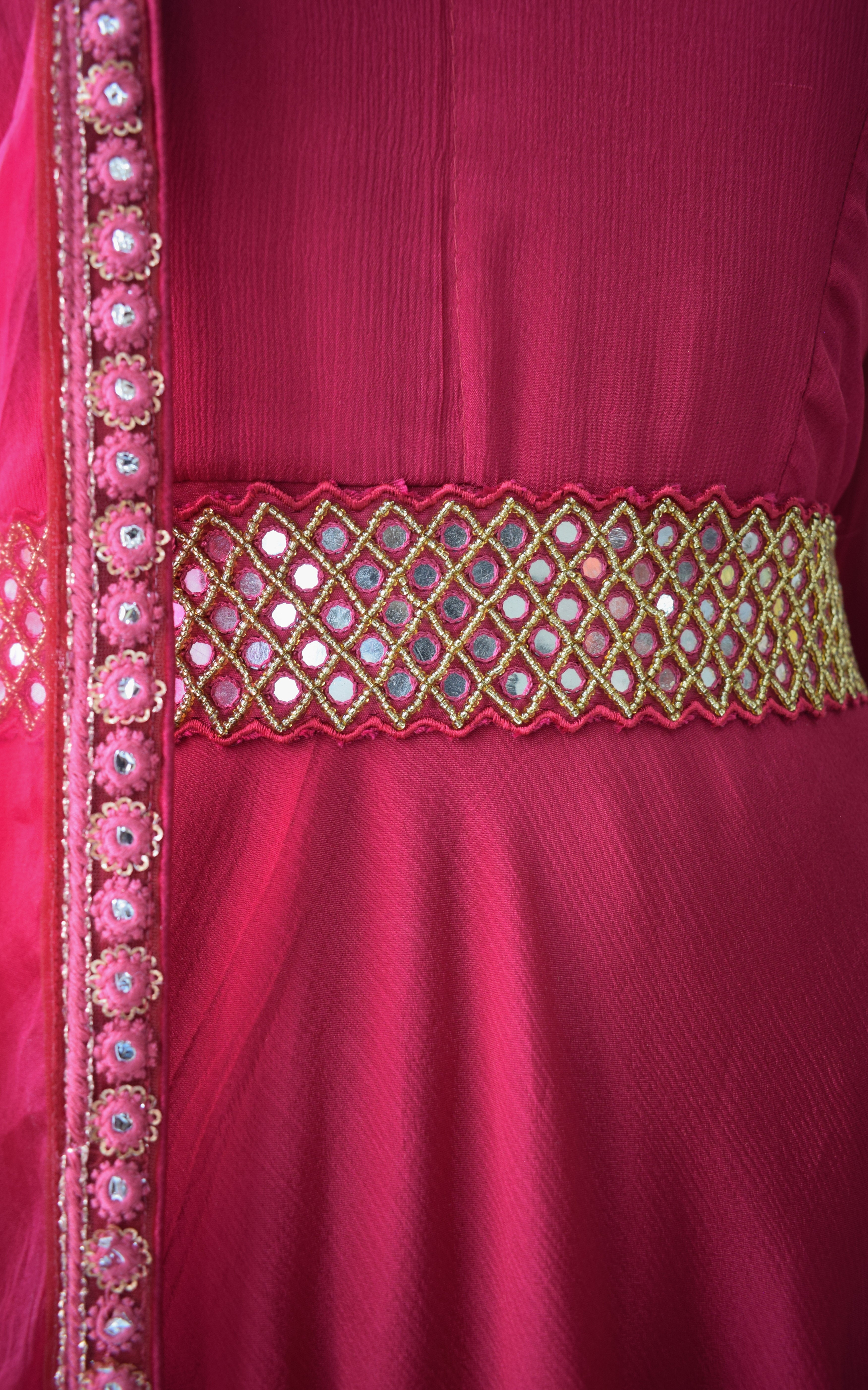 Shweta Tiwari Burgundy Double Layer Sharara With Belt