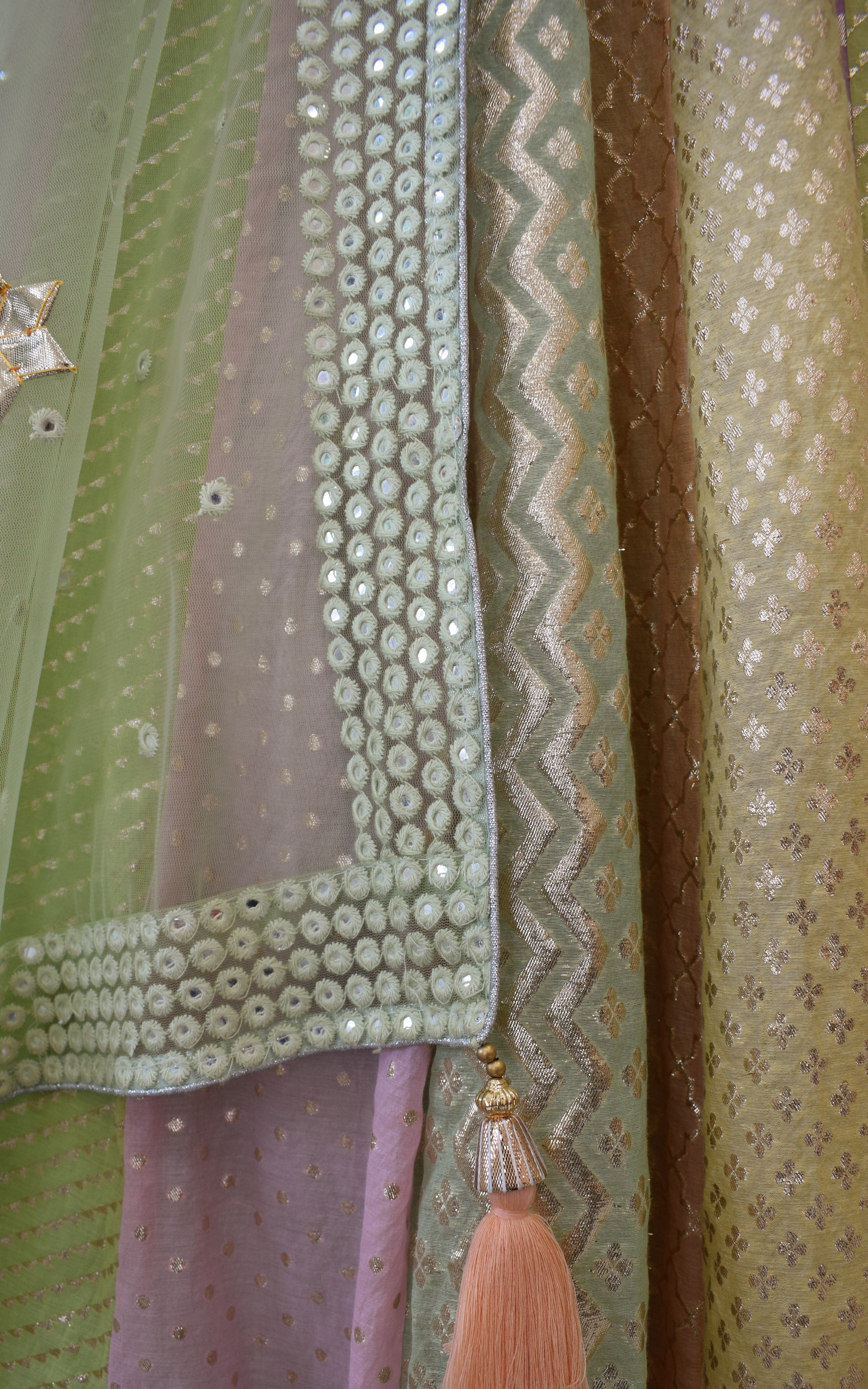 Farheen Multicolor Pastel Mirrorwork Lehenga