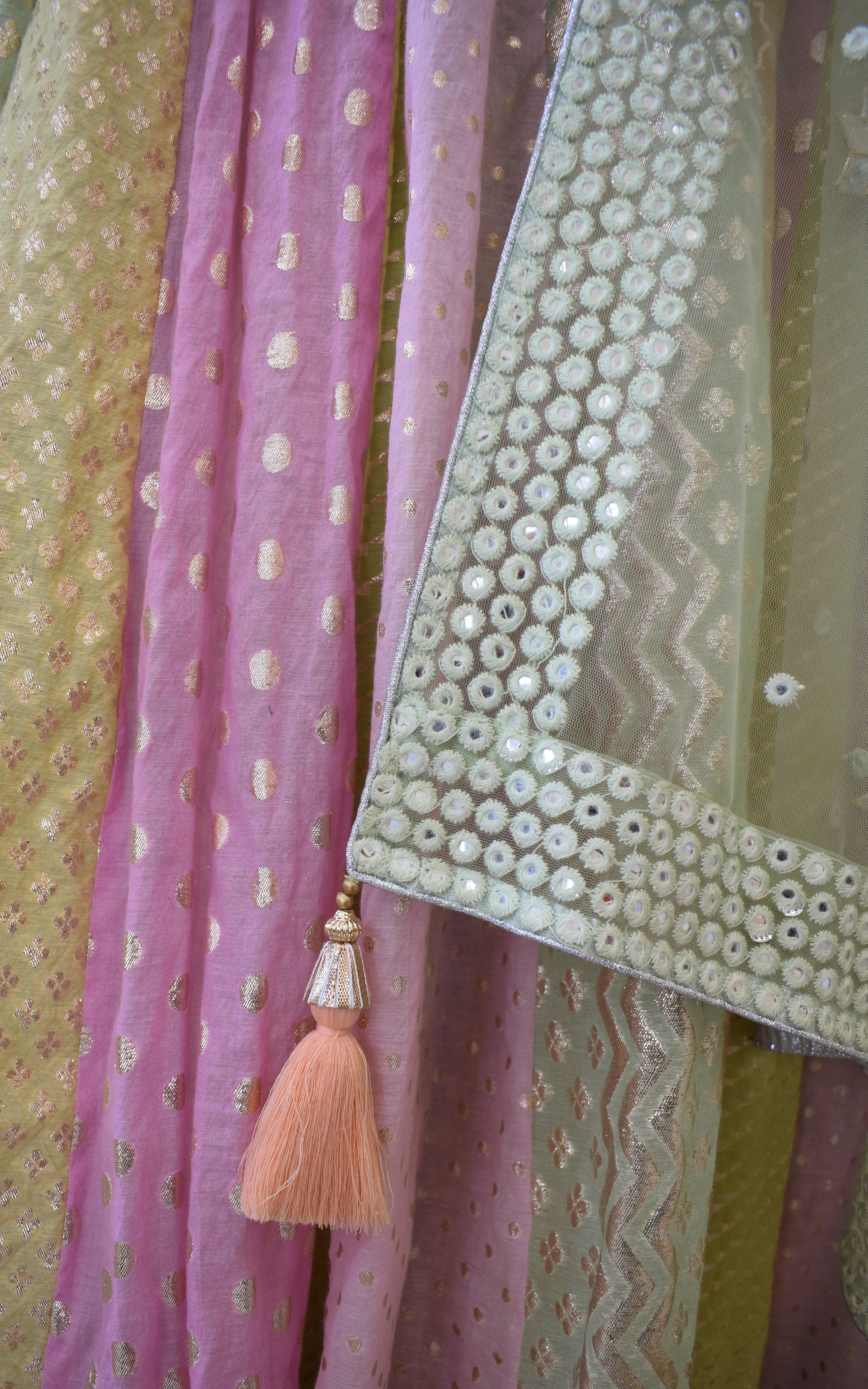 Farheen Multicolor Pastel Mirrorwork Lehenga