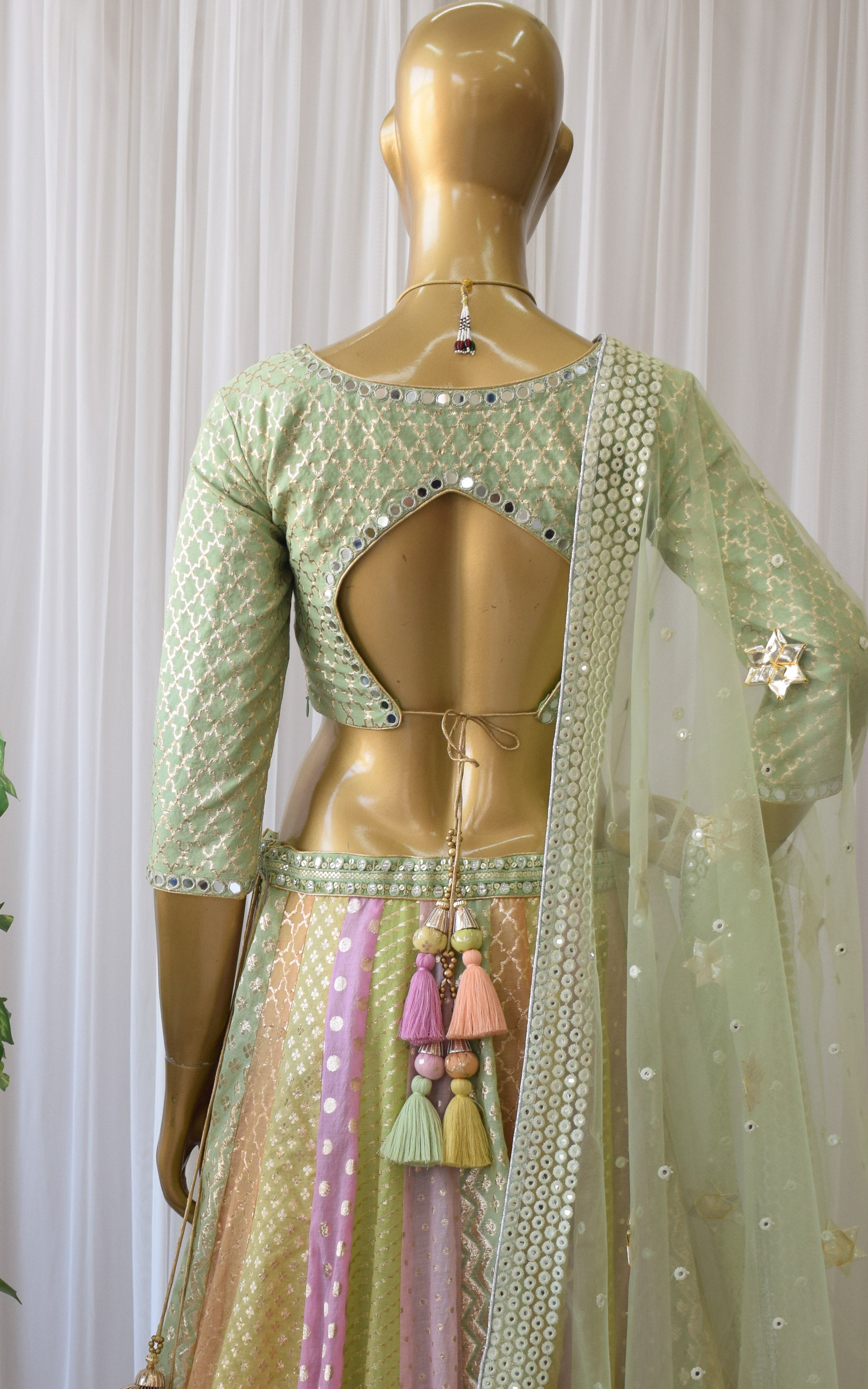 Farheen Multicolor Pastel Mirrorwork Lehenga