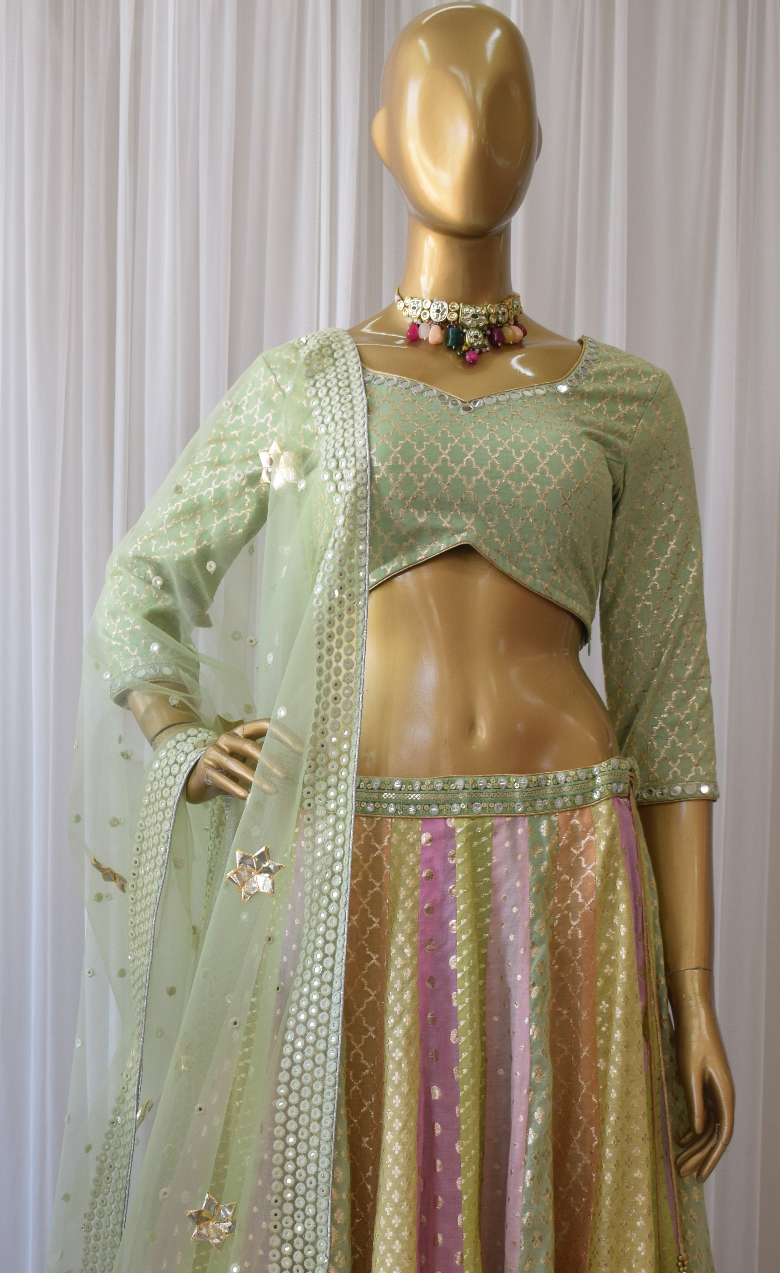 Farheen Multicolor Pastel Mirrorwork Lehenga