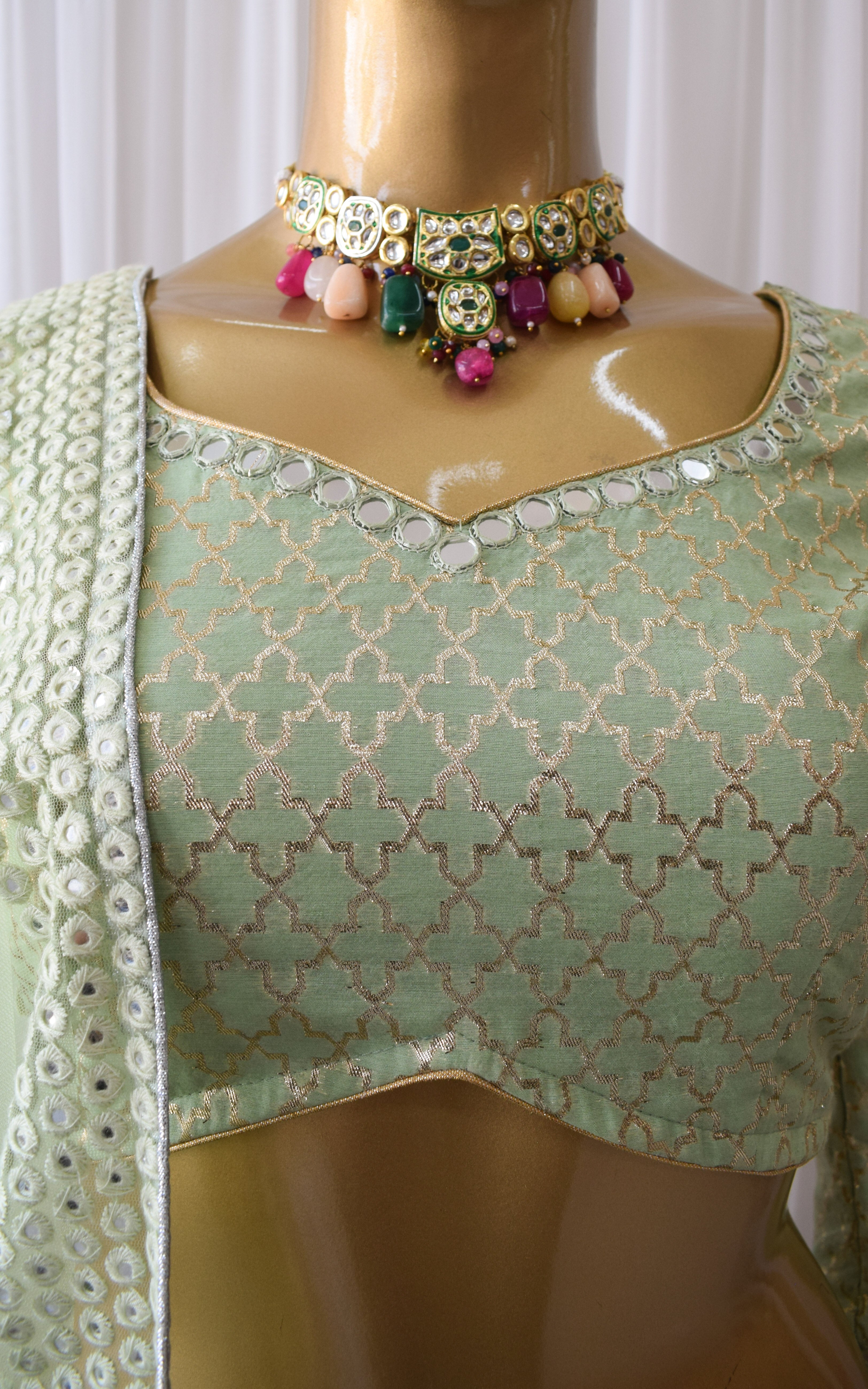 Farheen Multicolor Pastel Mirrorwork Lehenga