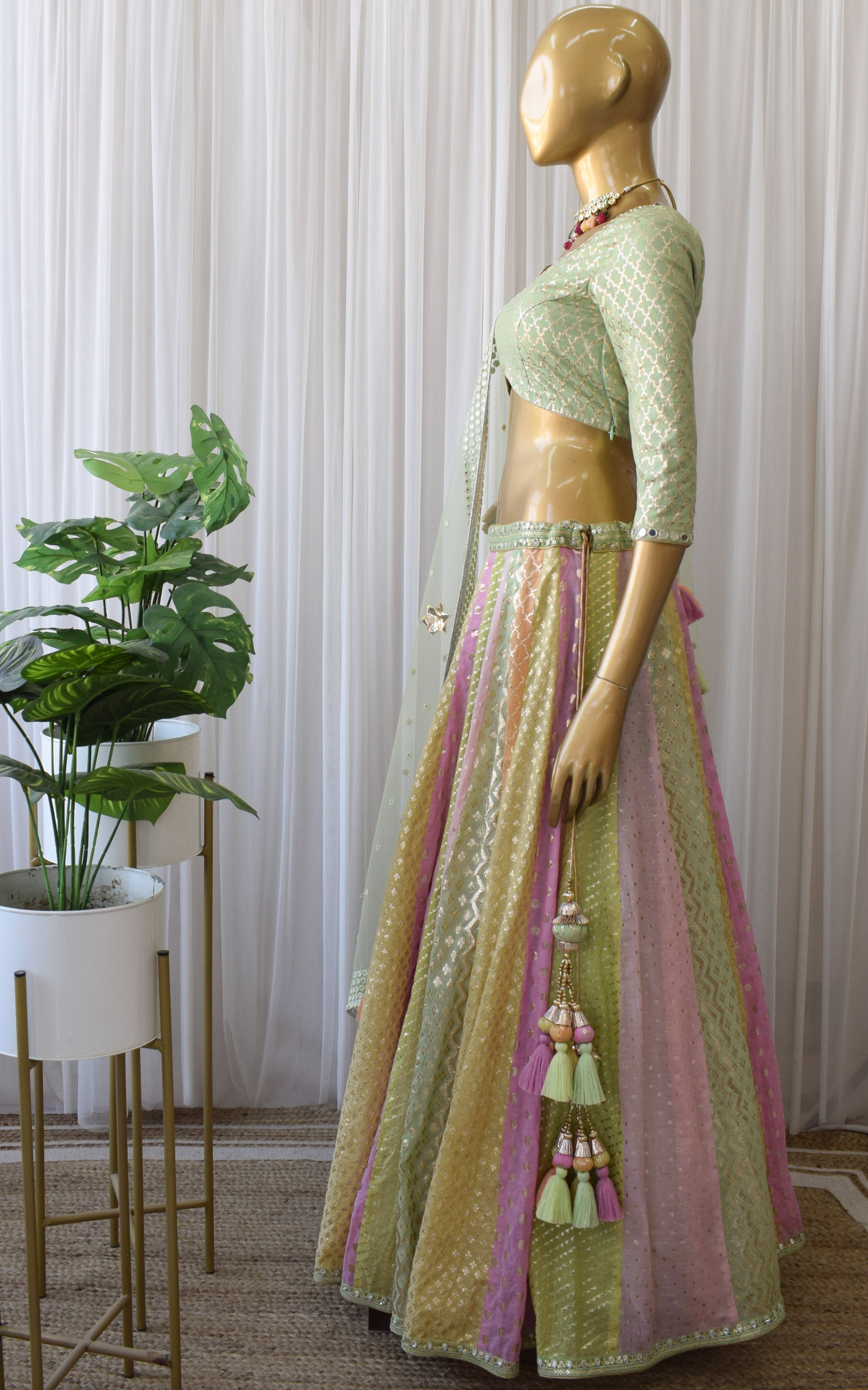 Farheen Multicolor Pastel Mirrorwork Lehenga