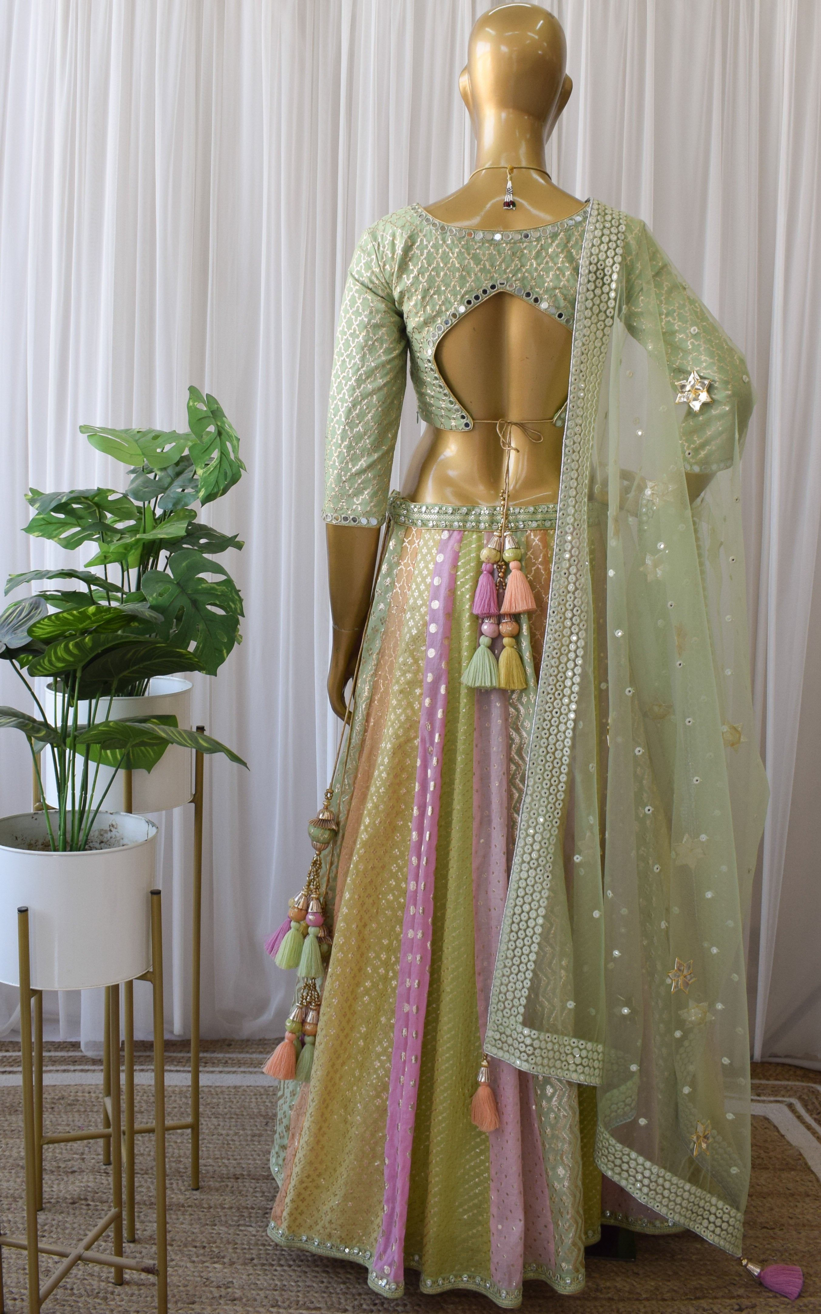 Farheen Multicolor Pastel Mirrorwork Lehenga