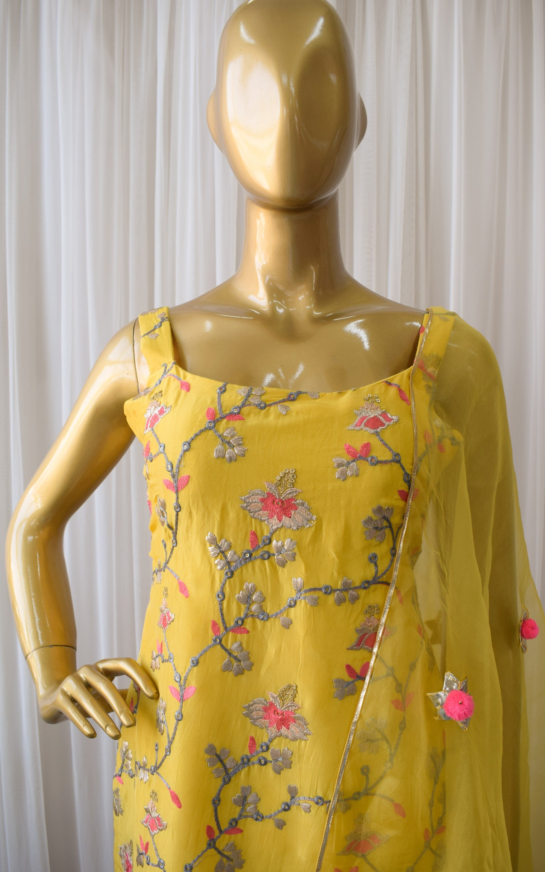 Pooja Banerjee Yellow Embroidered Sharara Set