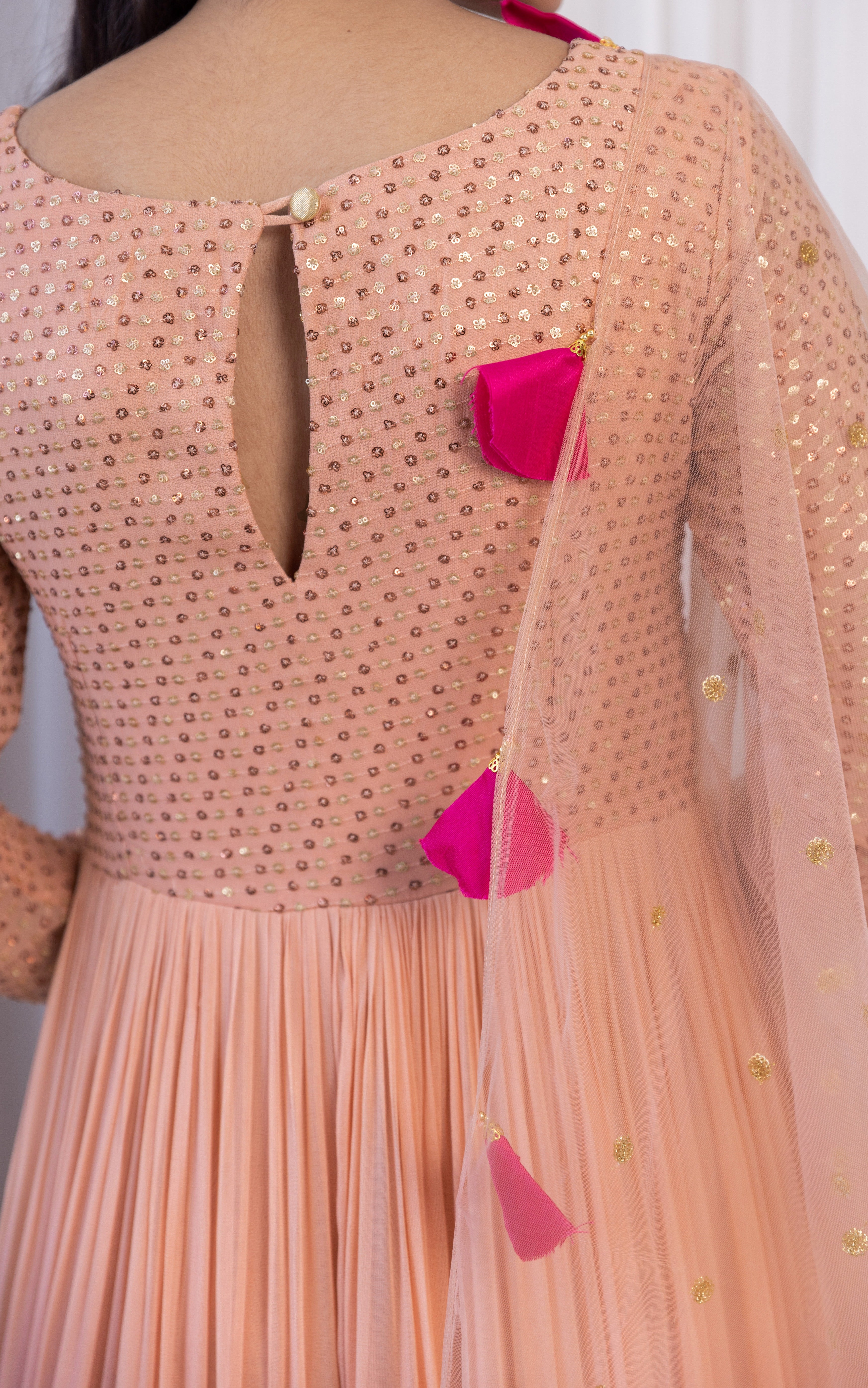 Arti Chauhan Old Rose Sequin Work Georgette Anarkali