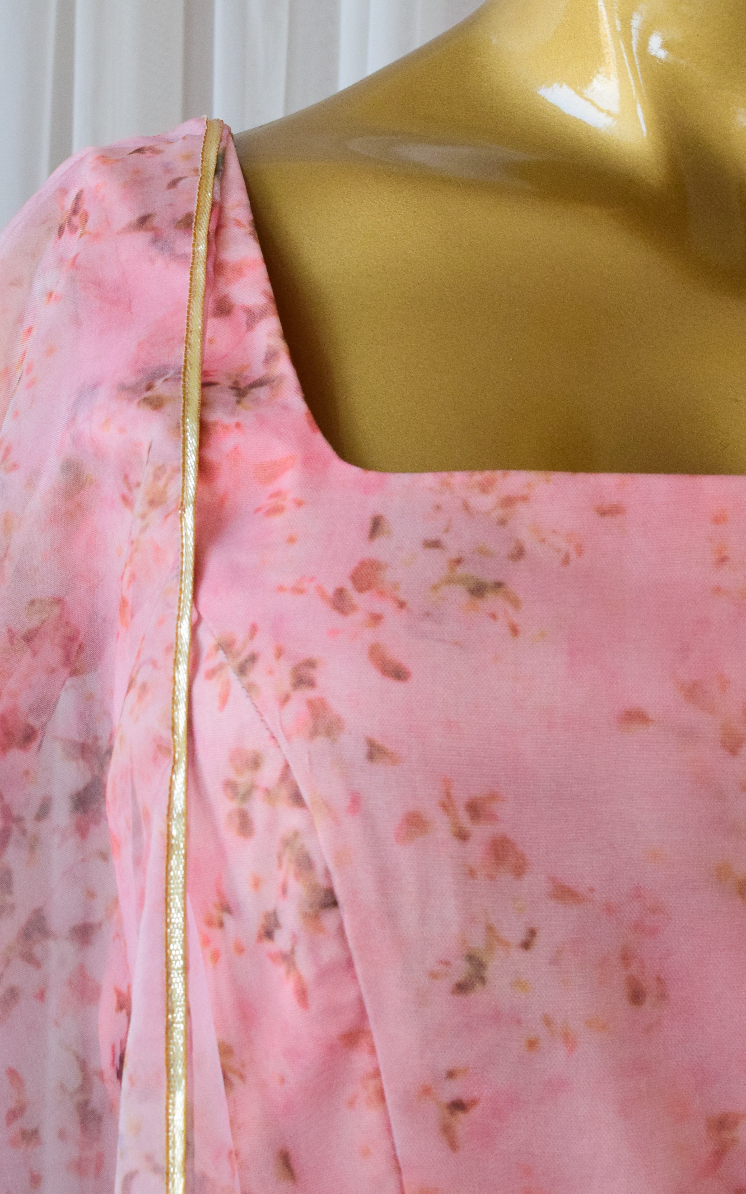Pastel Pink Floral Organza Anarkali
