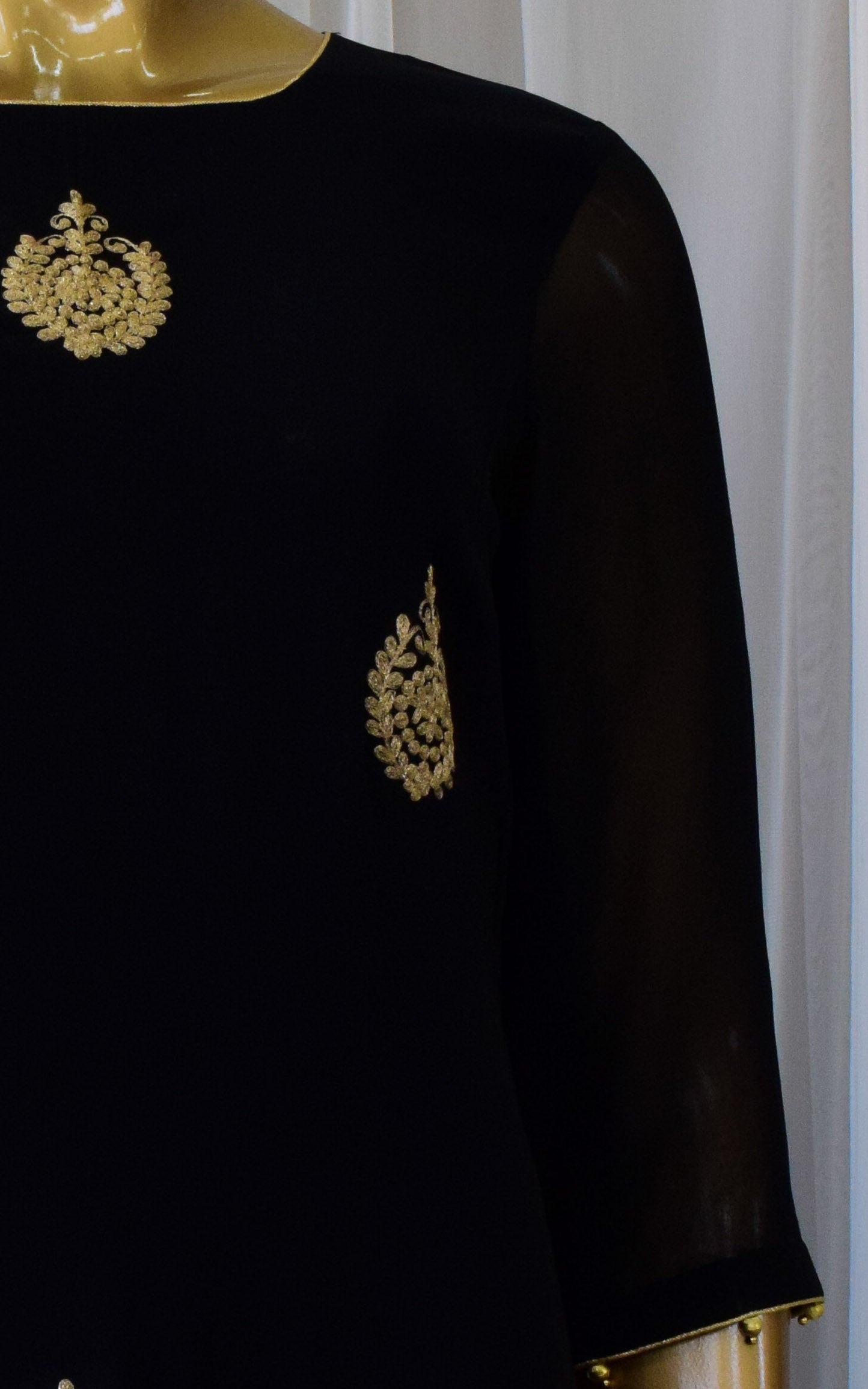 Black Pittan Dress with Chiffon Dupatta