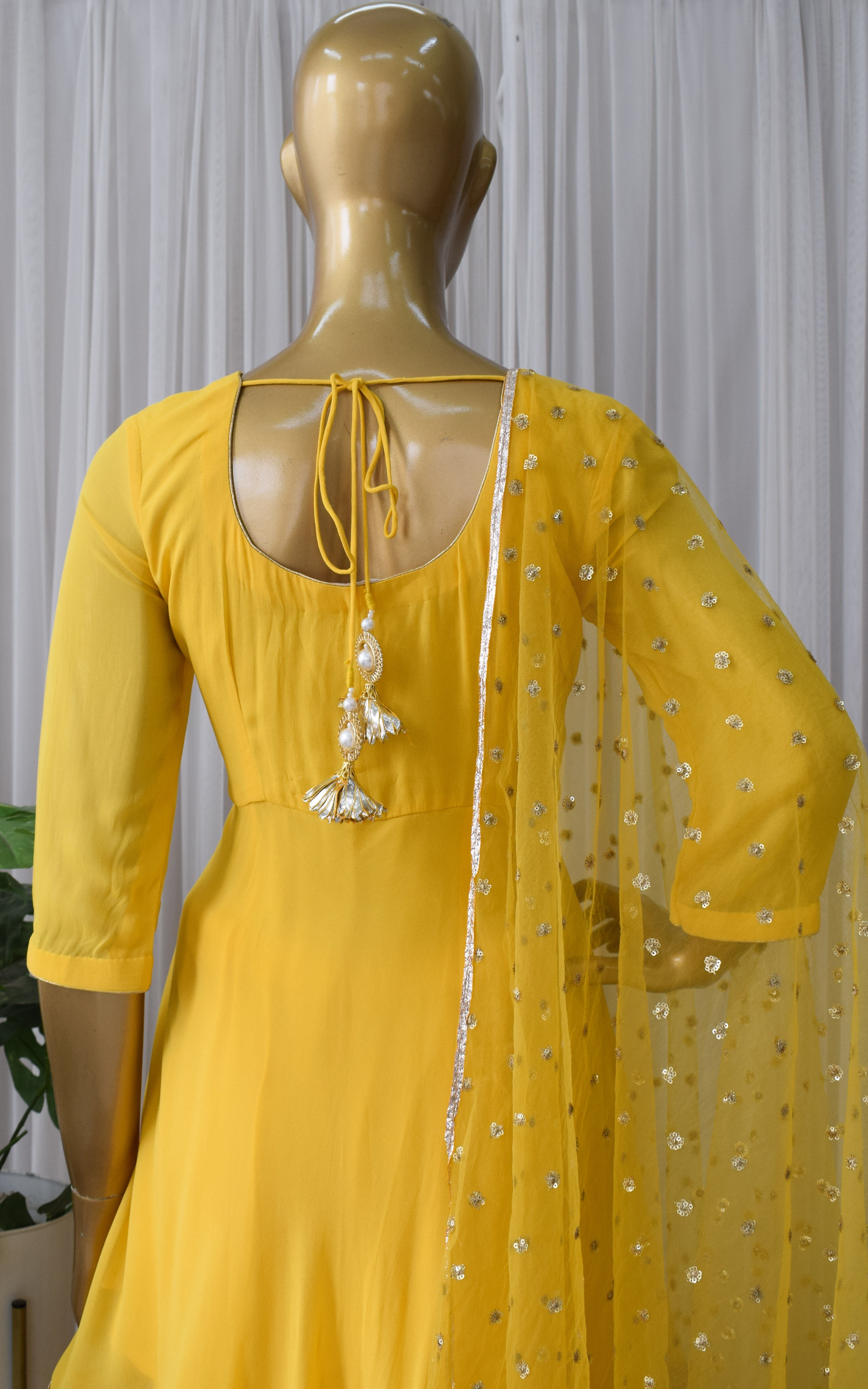 Yellow Frock Style Gota Patti Sharara Set