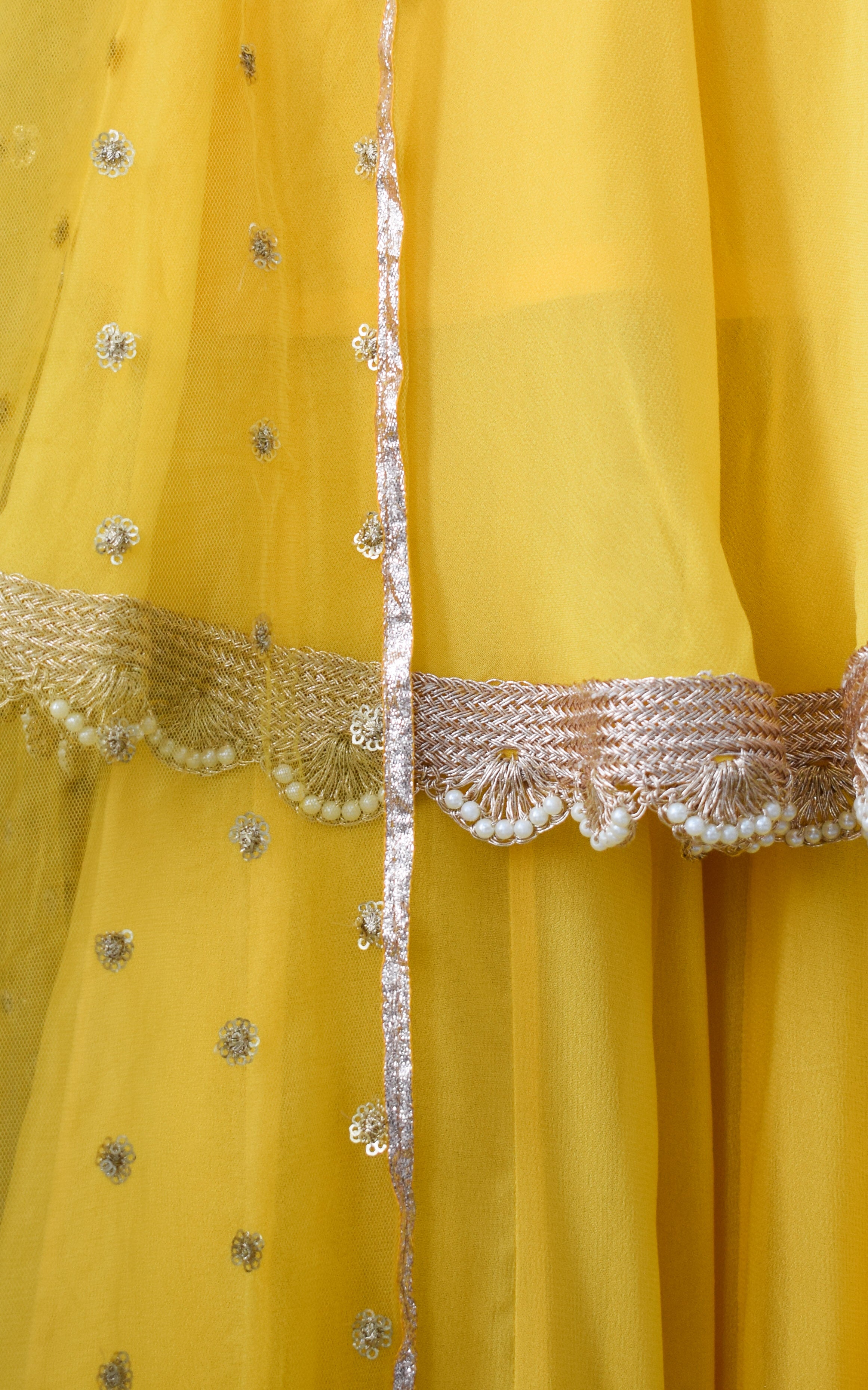 Yellow Frock Style Gota Patti Sharara Set
