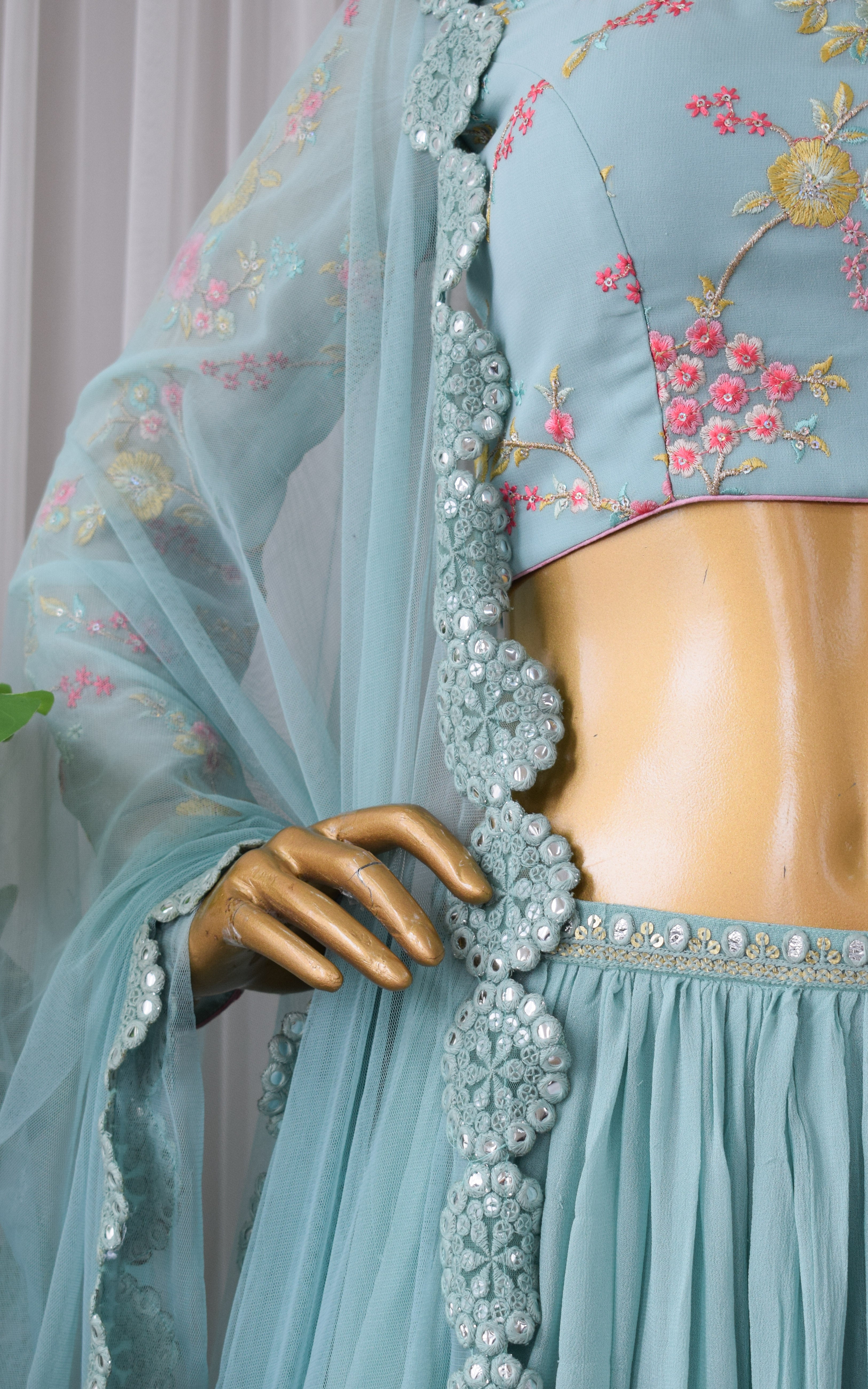 Sonal Sky Blue Embroidered Lehenga