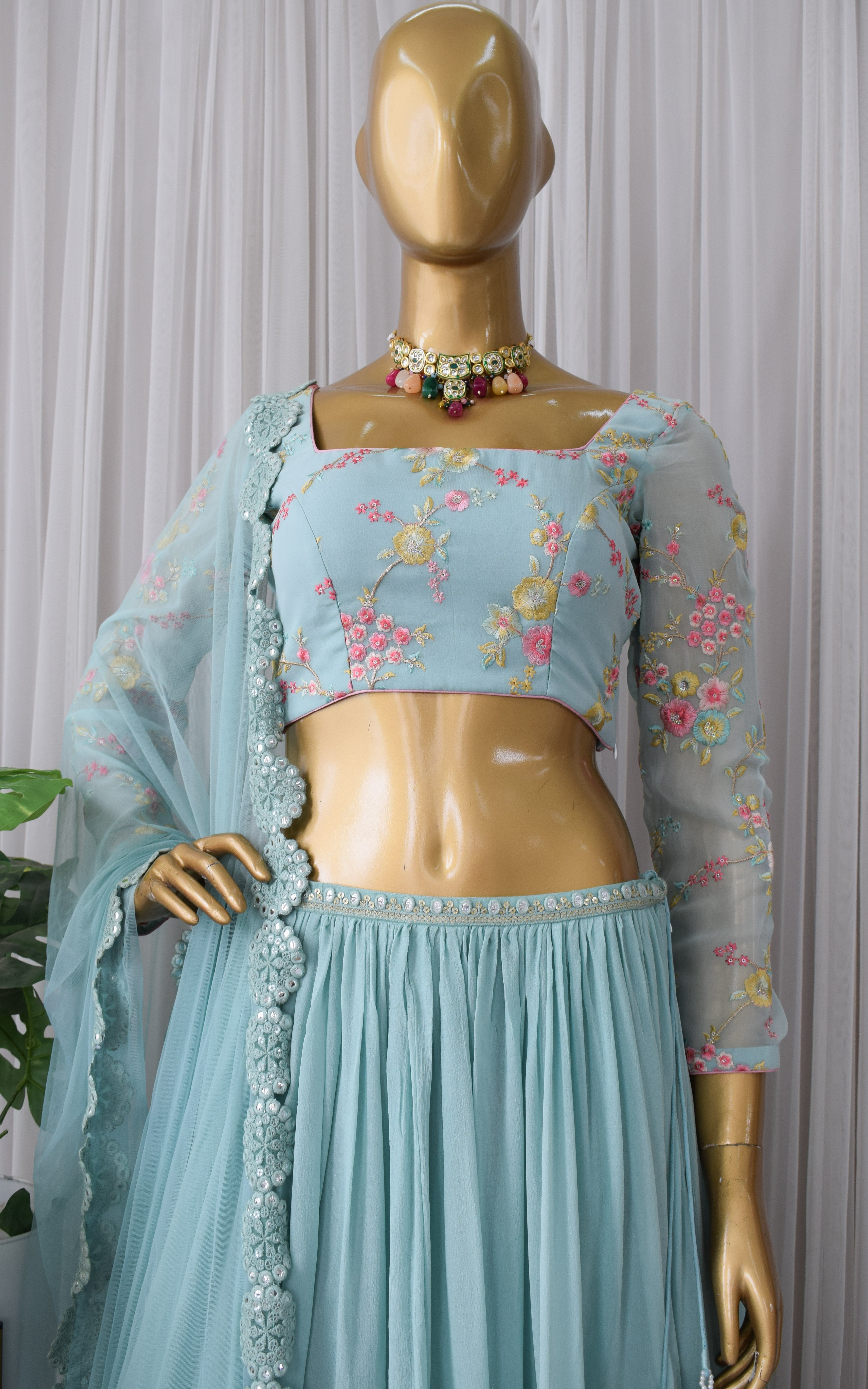 Sonal Sky Blue Embroidered Lehenga