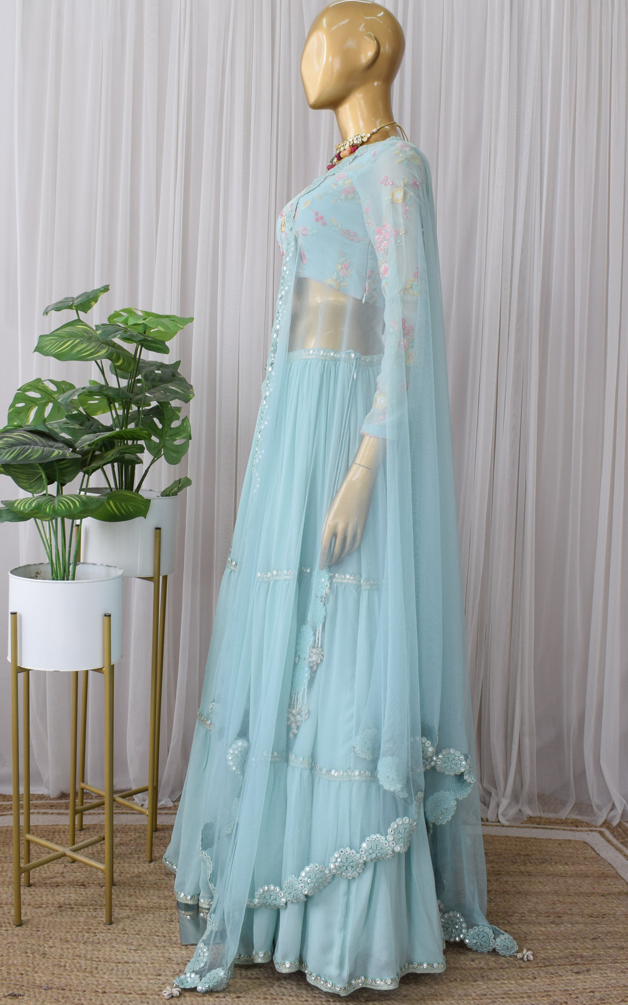 Sonal Sky Blue Embroidered Lehenga