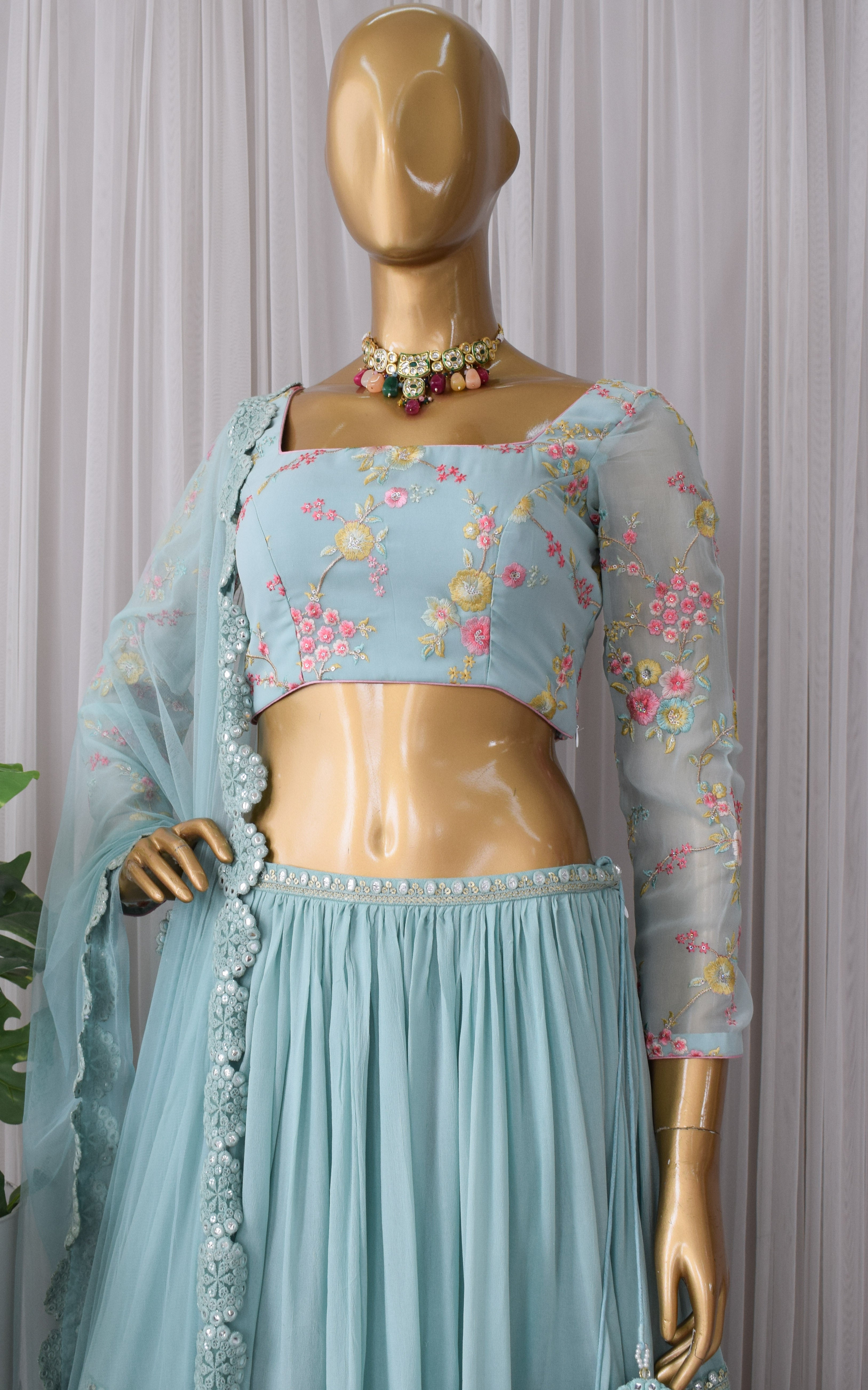Sonal Sky Blue Embroidered Lehenga