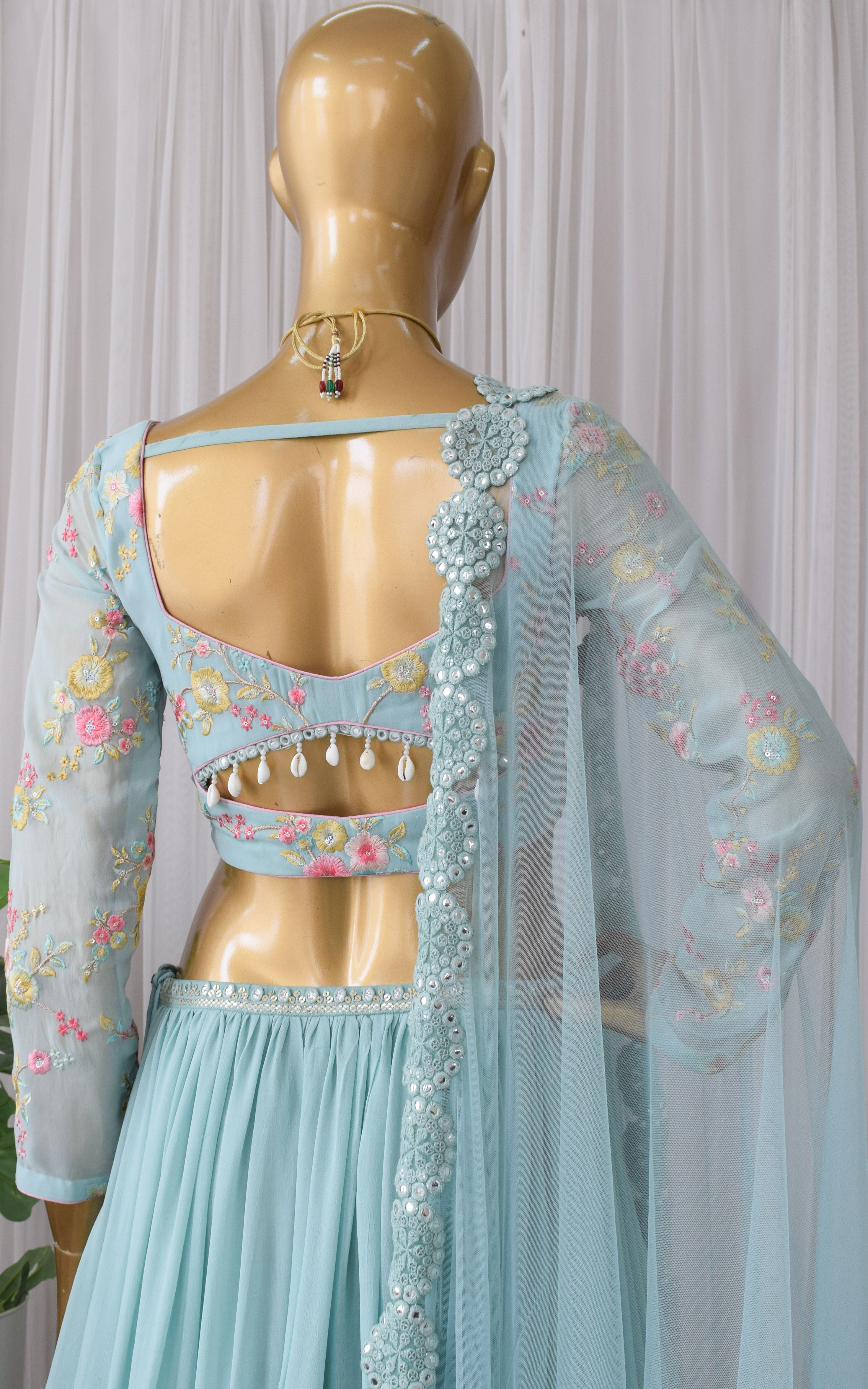 Sonal Sky Blue Embroidered Lehenga
