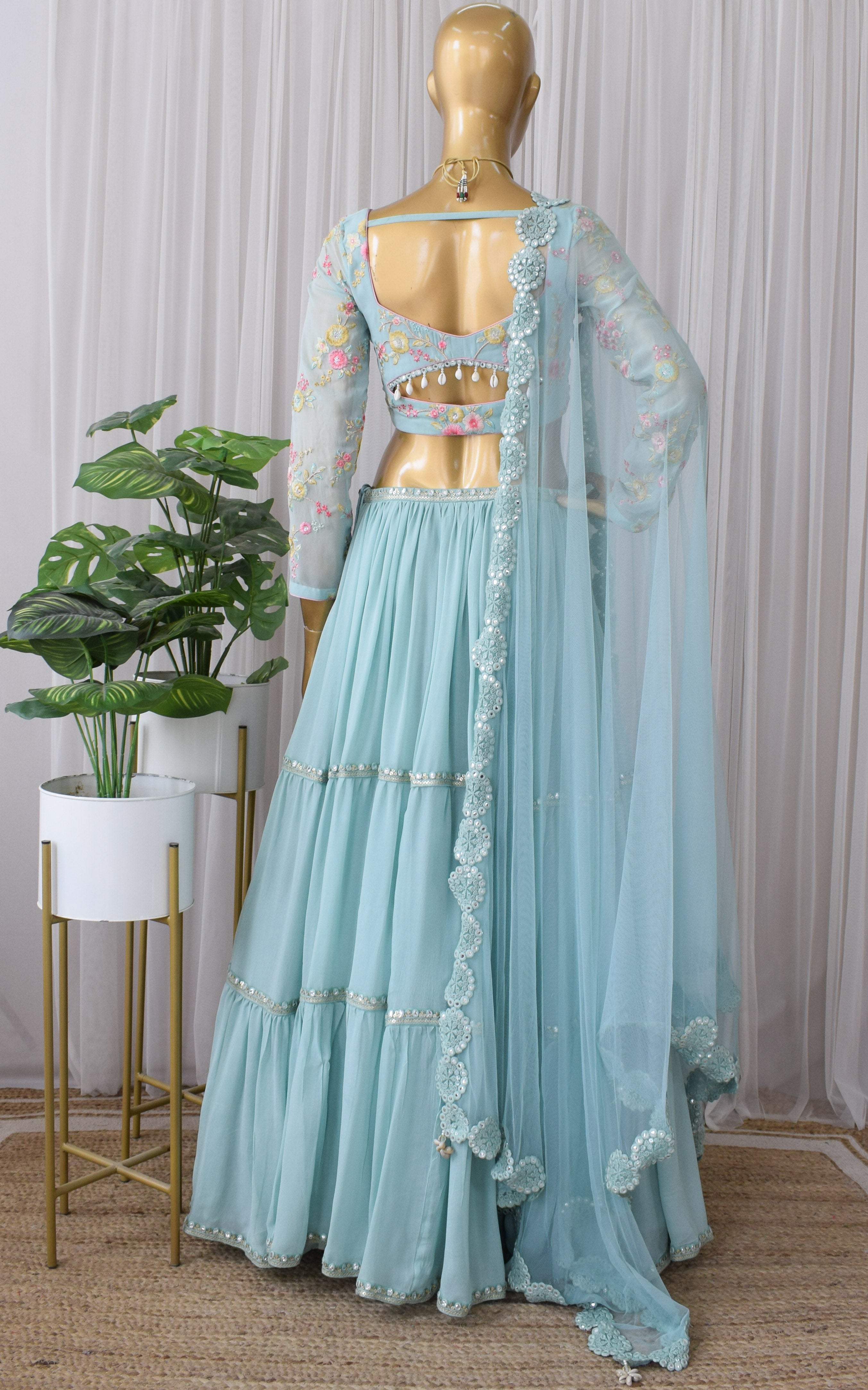 Sonal Sky Blue Embroidered Lehenga