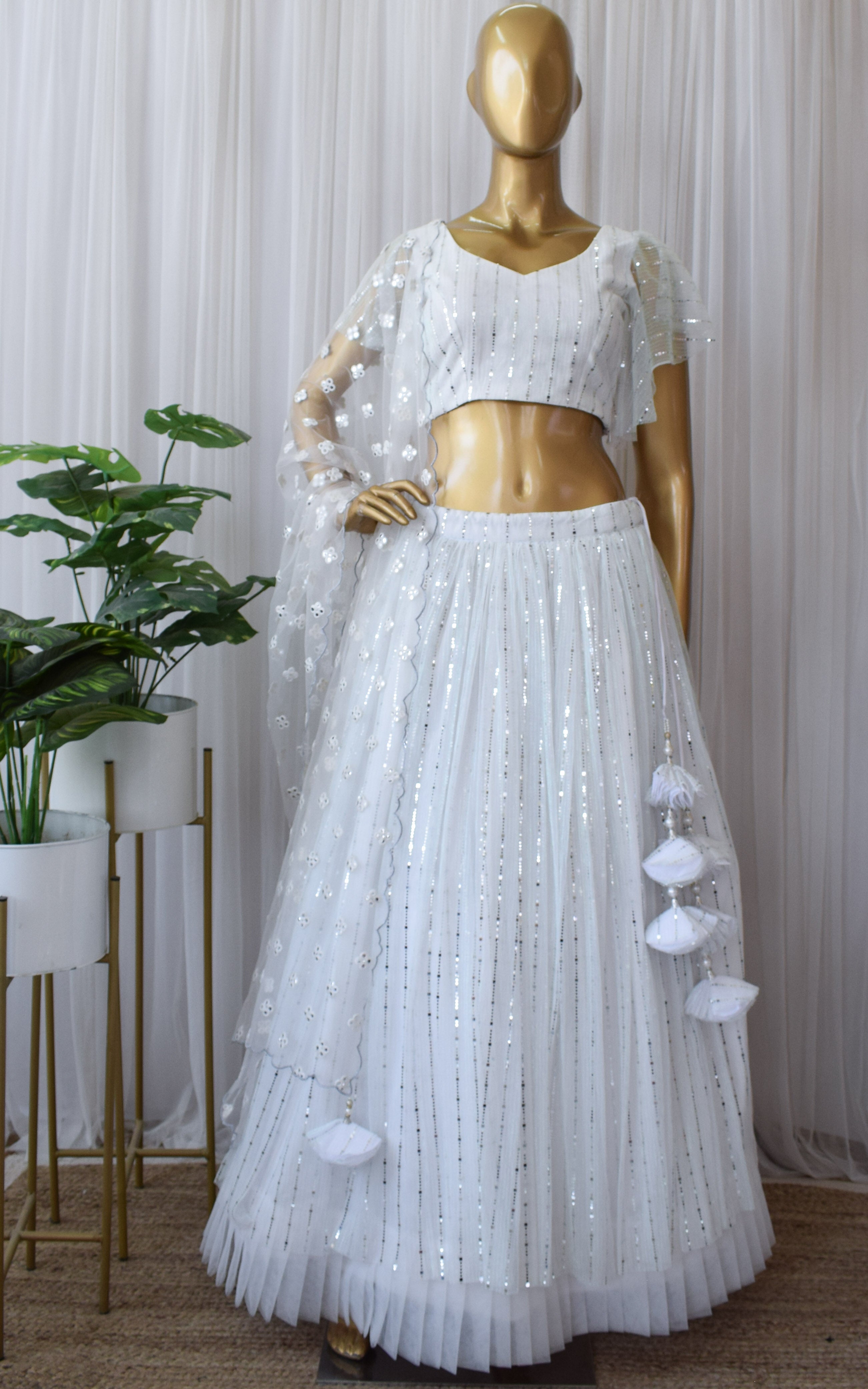 White Shimmer Lehenga