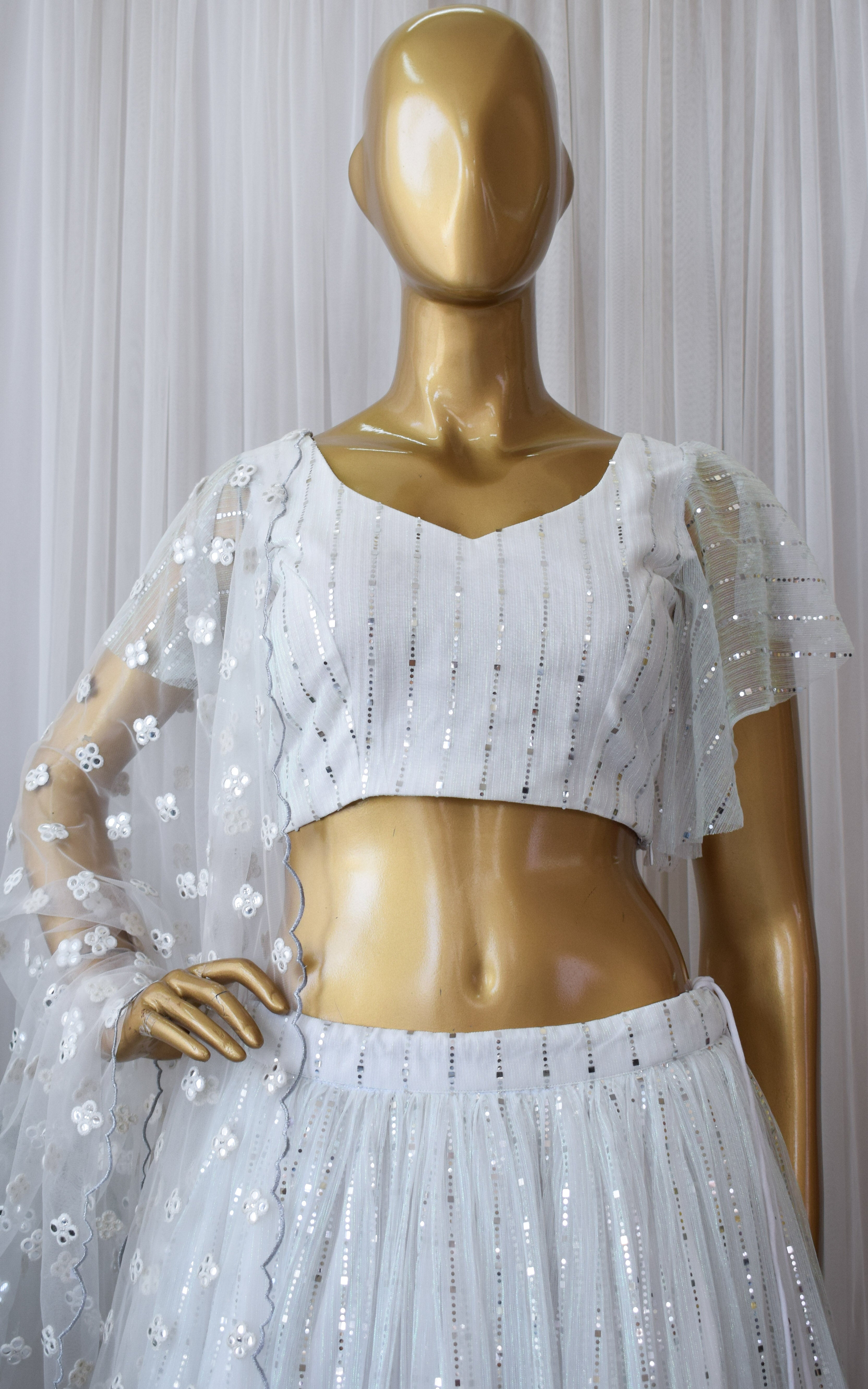 White Shimmer Lehenga