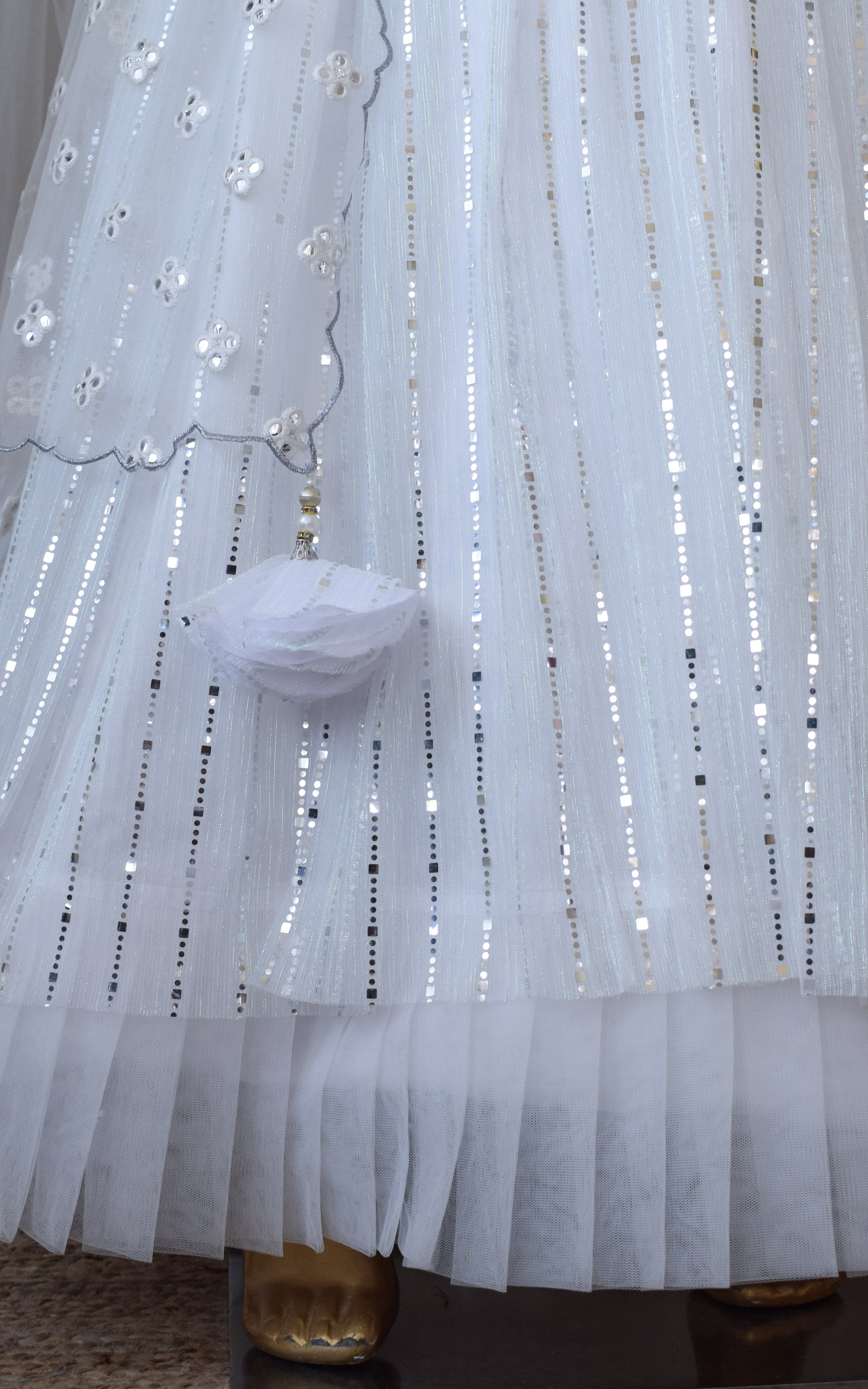 White Shimmer Lehenga