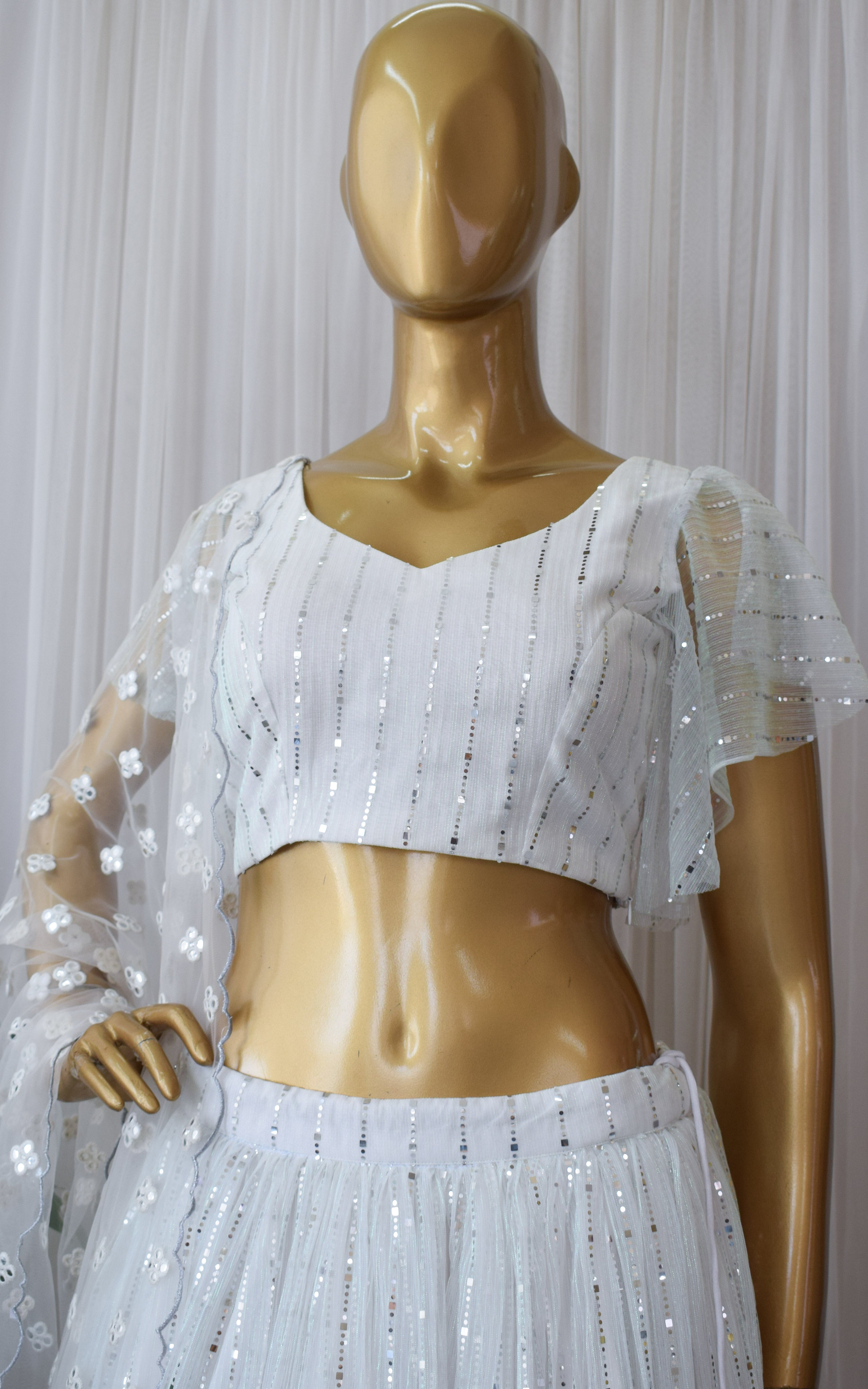 White Shimmer Lehenga