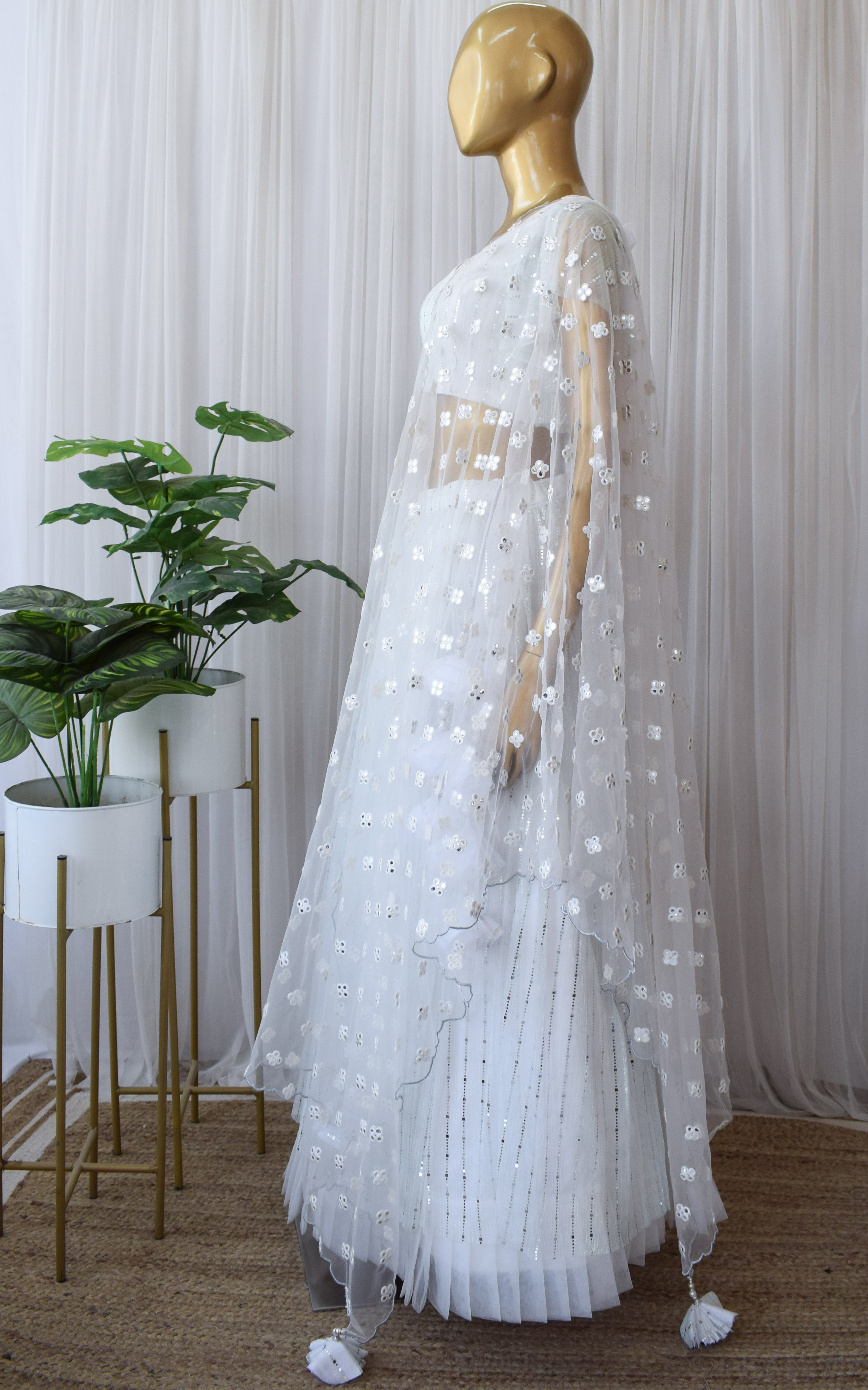 White Shimmer Lehenga