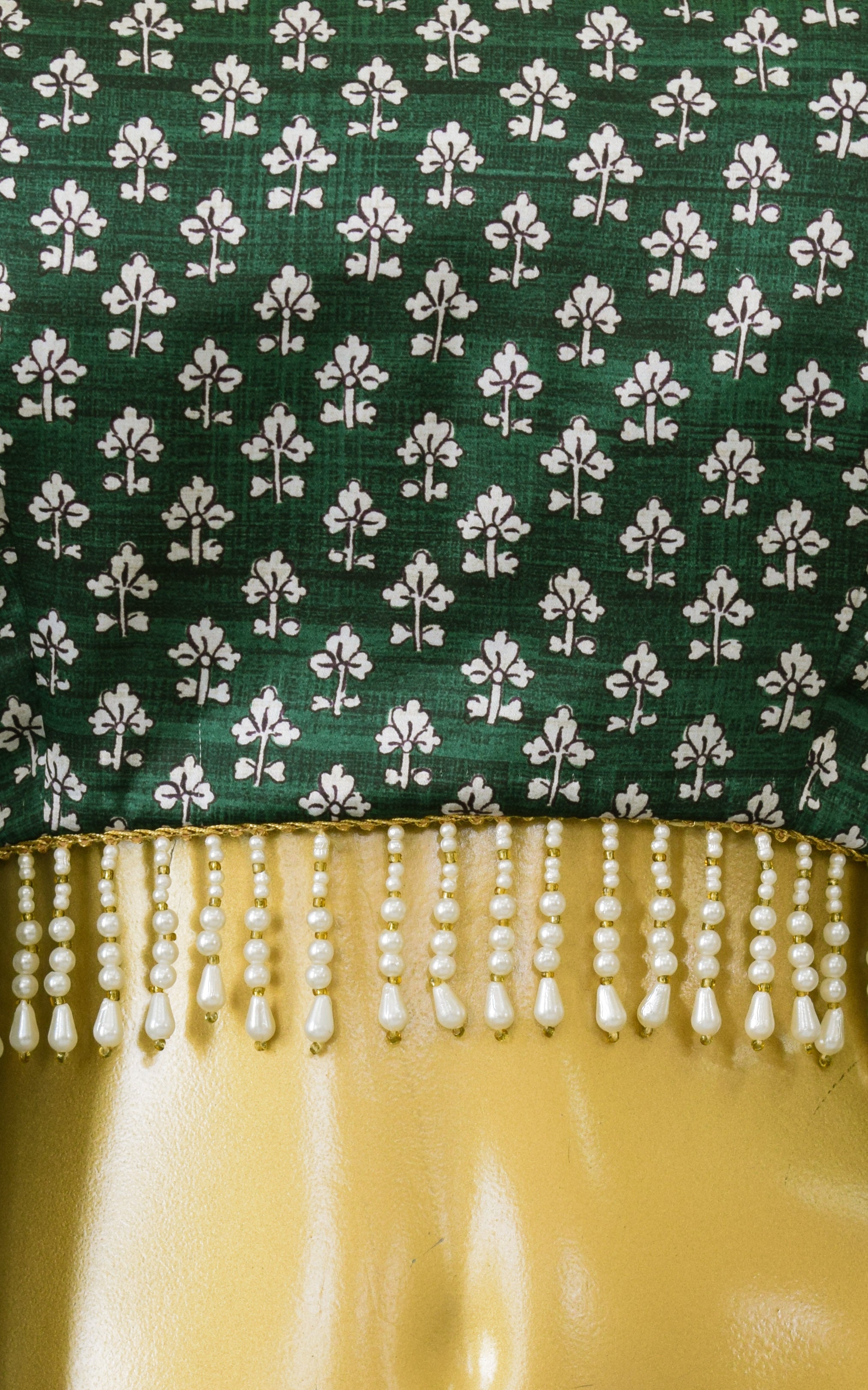 Forest Green Booti Print Crop Top & Sharara Set