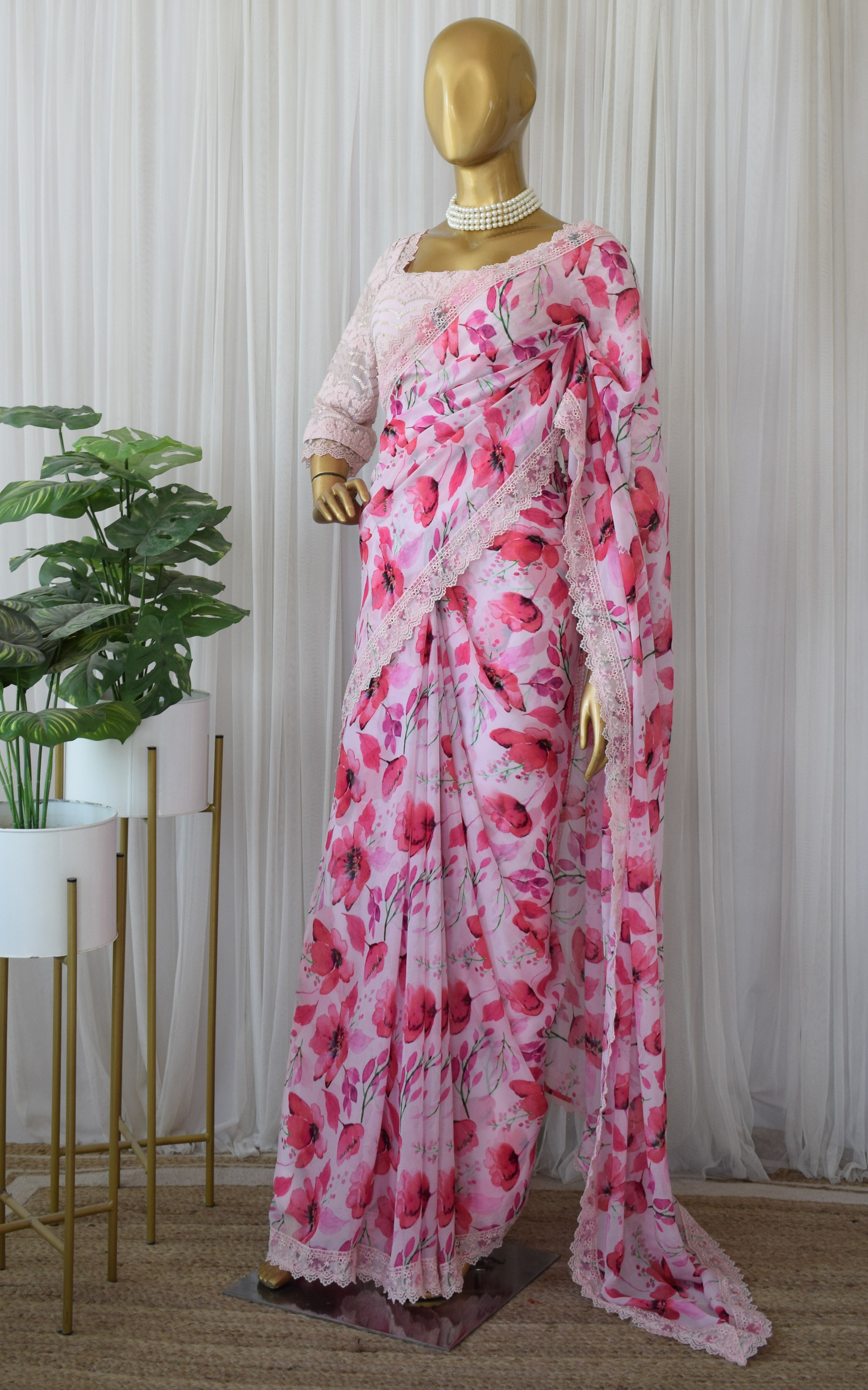 Floral print georgette sarees online clearance