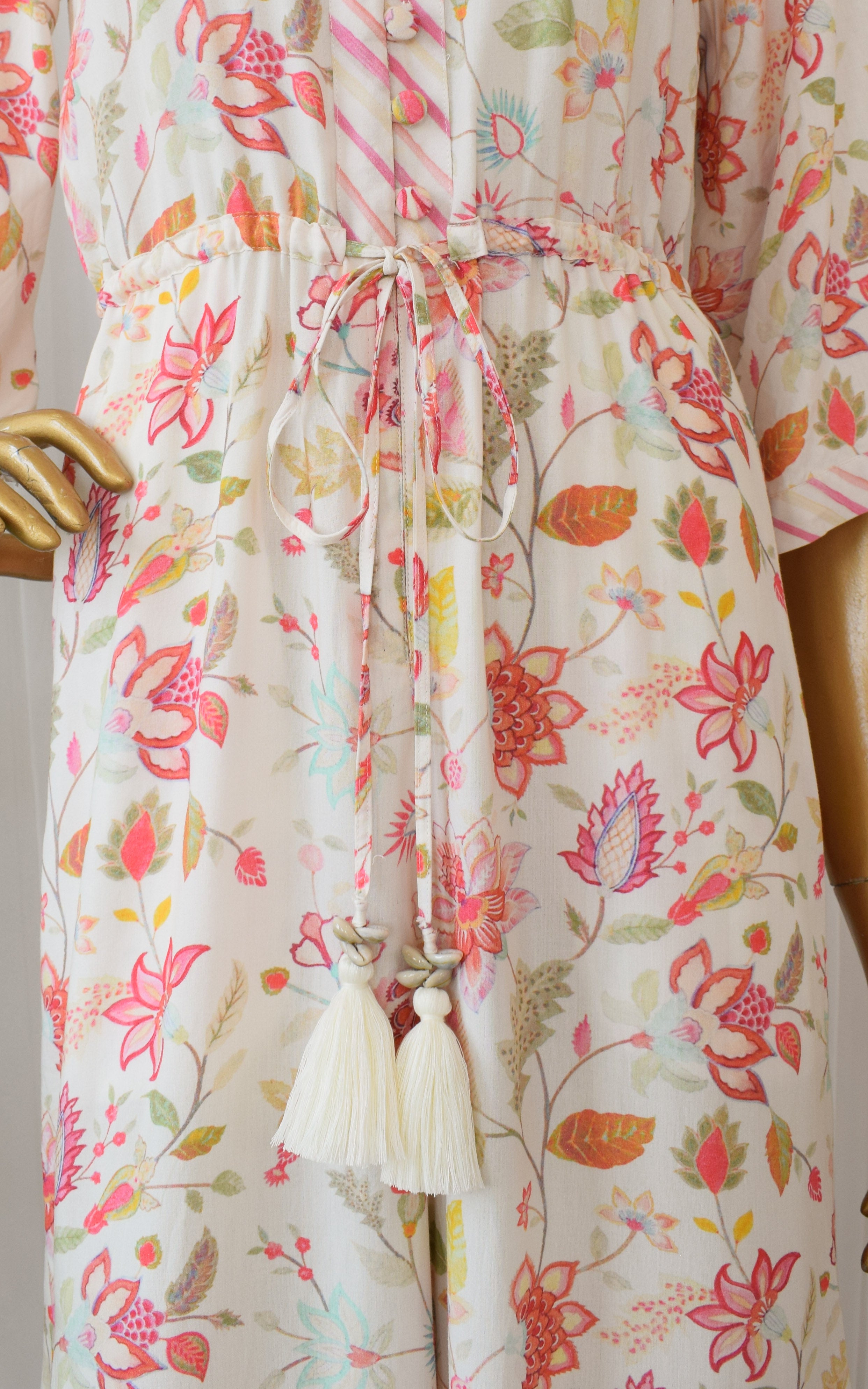 Cream Floral Print Cotton Jumpsuit