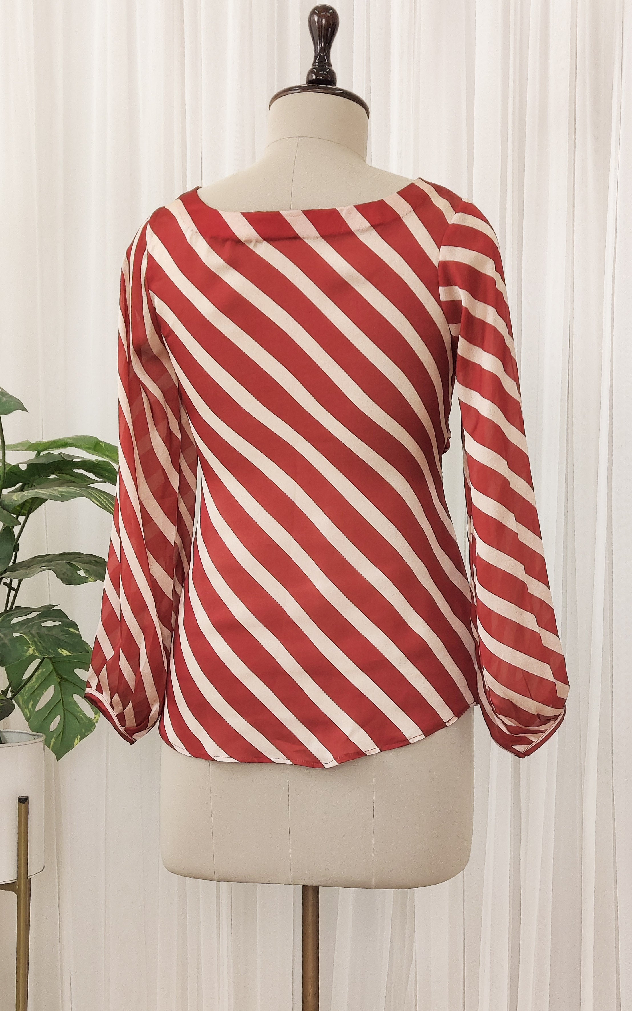 Maroon Striped Fabric Top