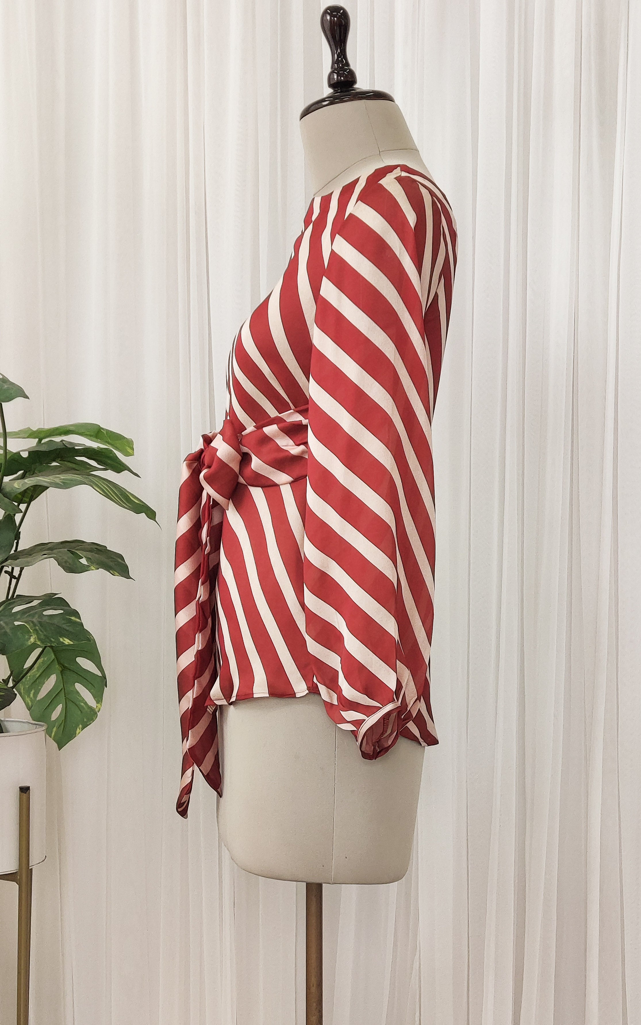 Maroon Striped Fabric Top