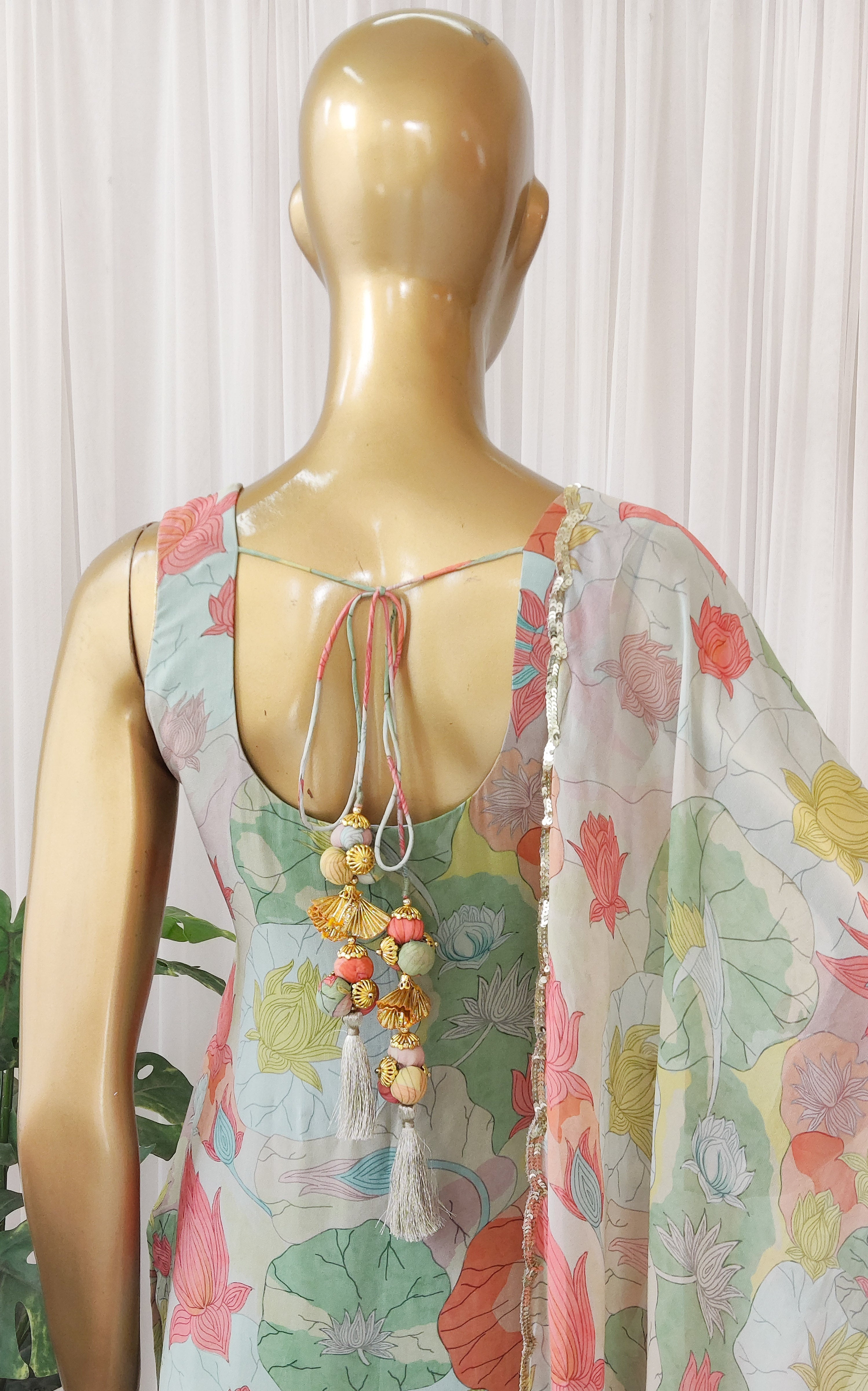 Multicolor Lotus Print Sequinwork Sharara Set