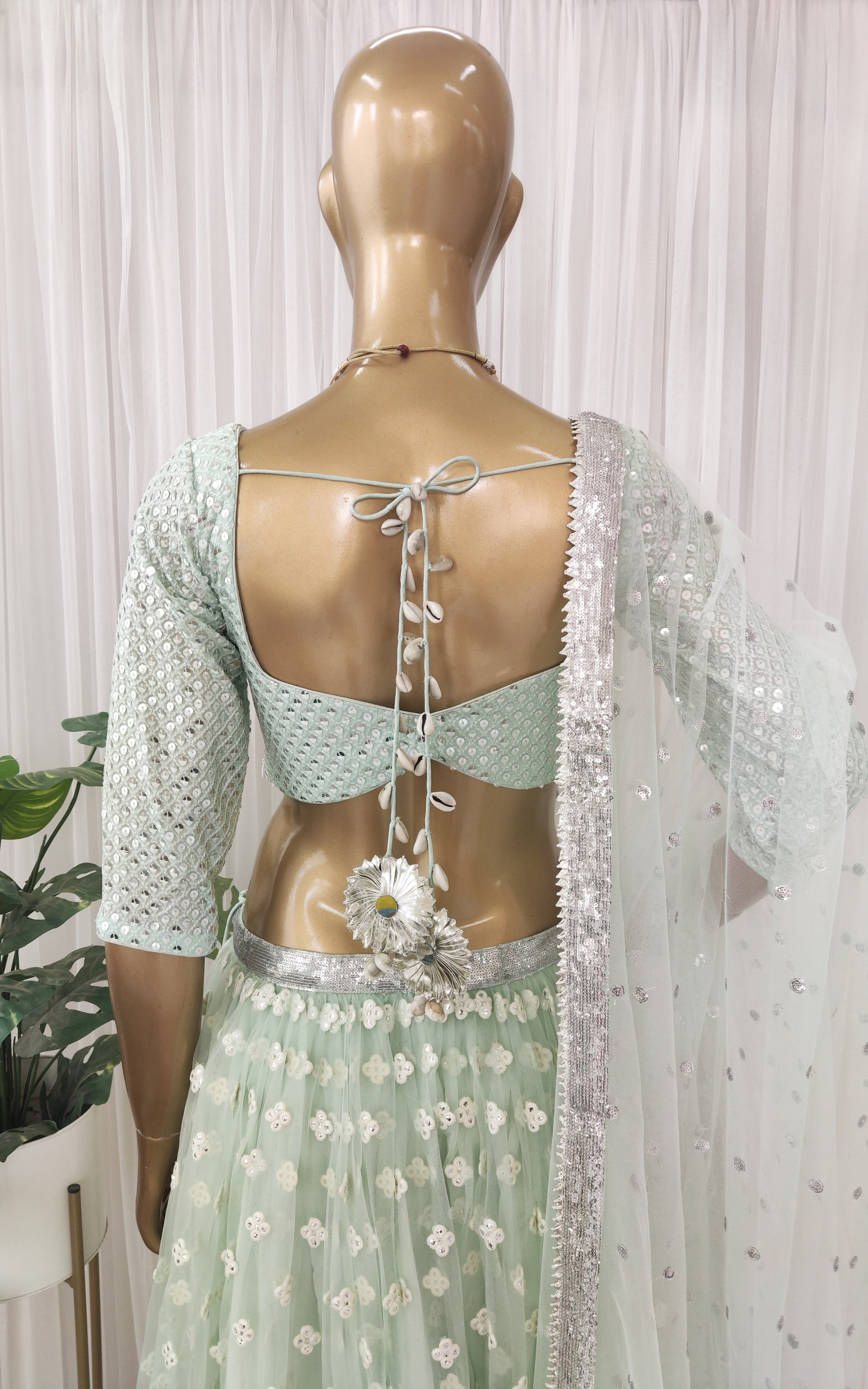 Mint Green Mirrorwork Lehenga