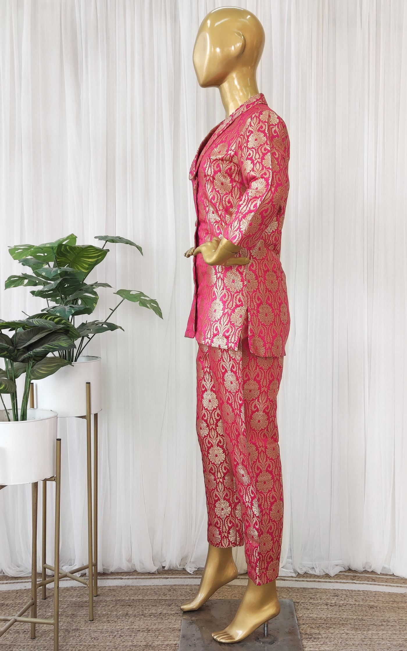 Fuchsia Brocade PantSuit Coord Set