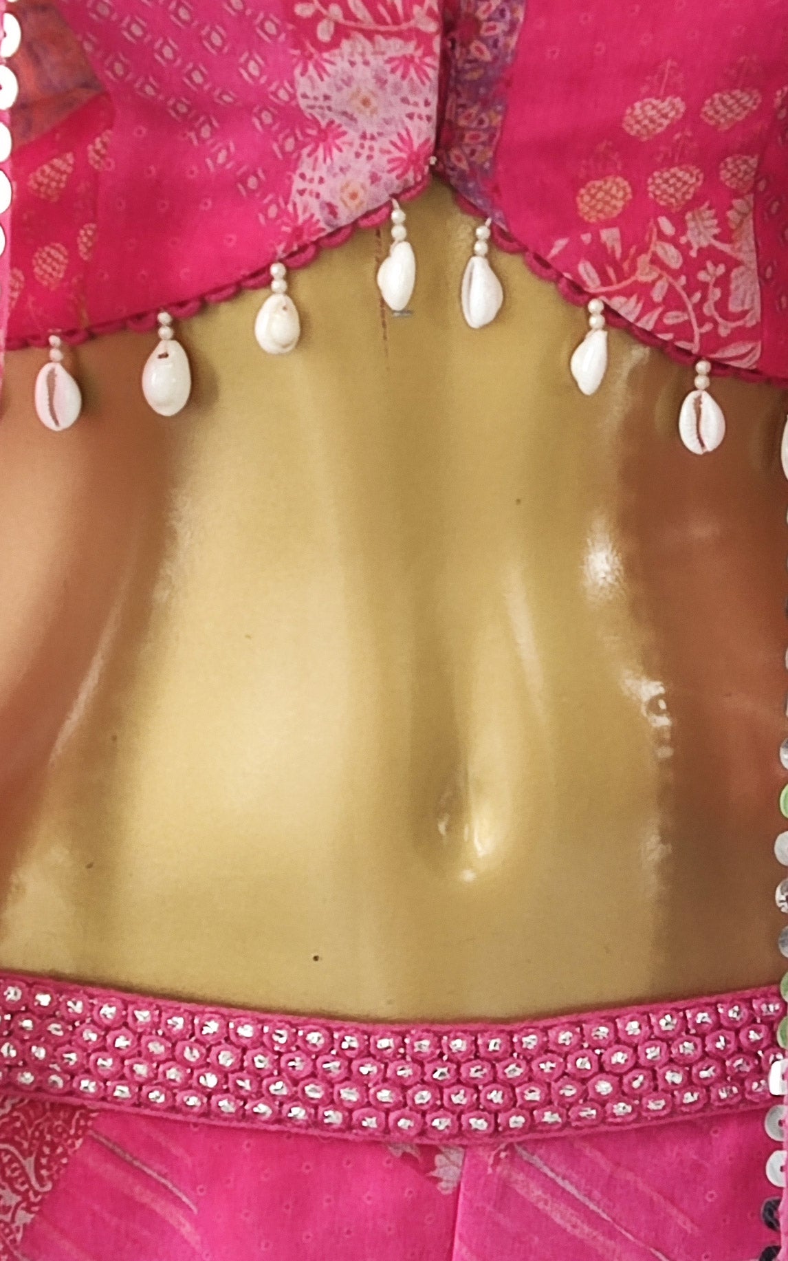 Hot Pink Mirrorwork Georgette Crop Top Sharara Co-Ord Set