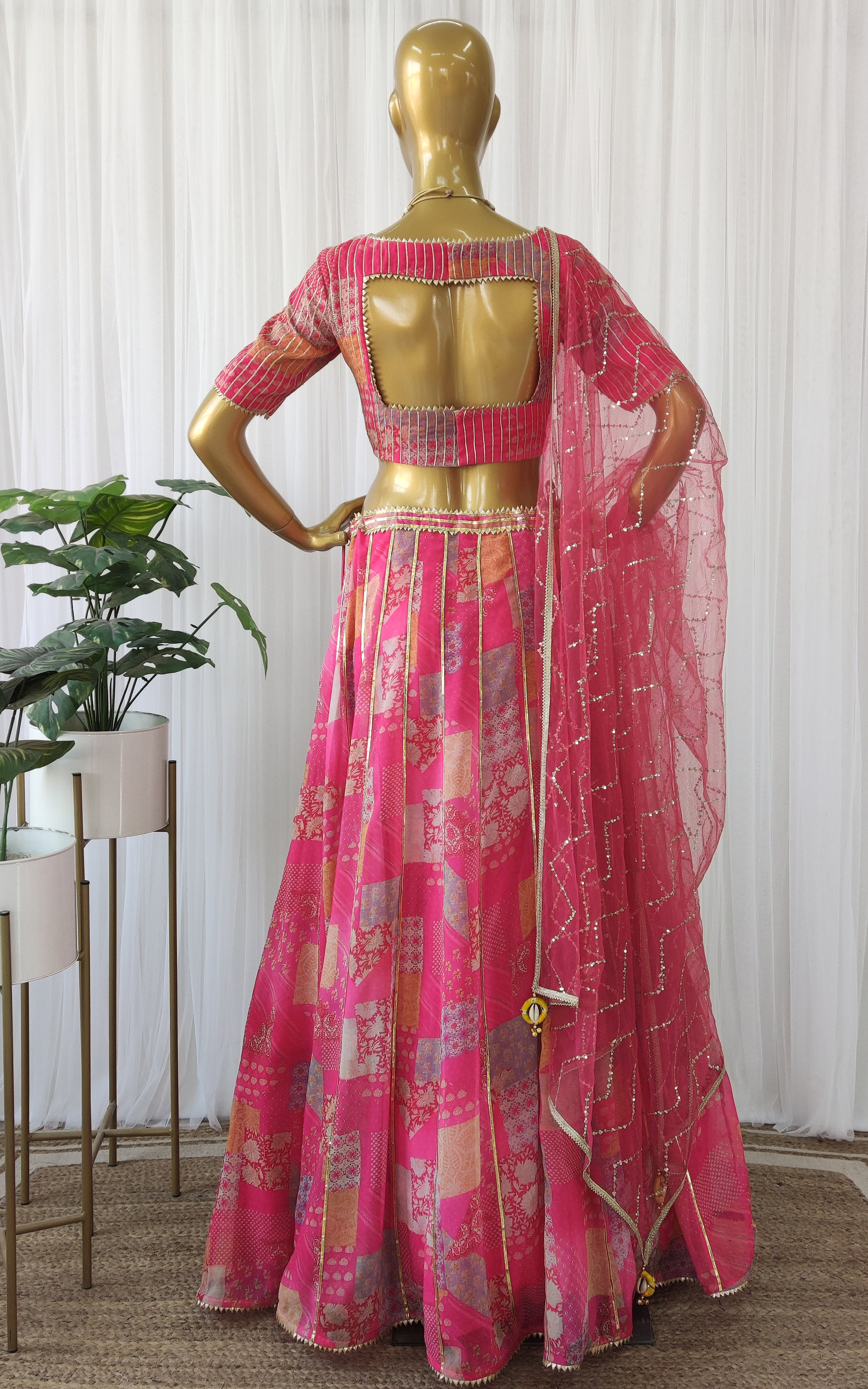 Hot Pink Gota Work Lehenga Set