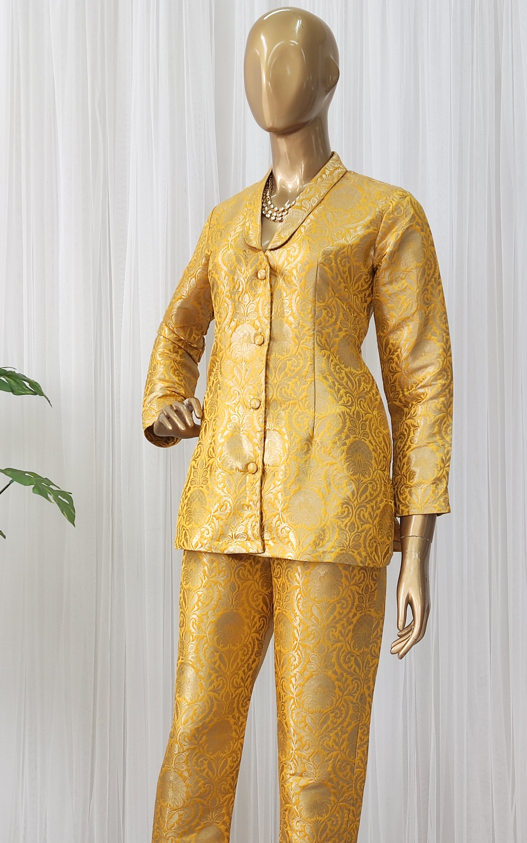 Yellow Rayon Pant Suit