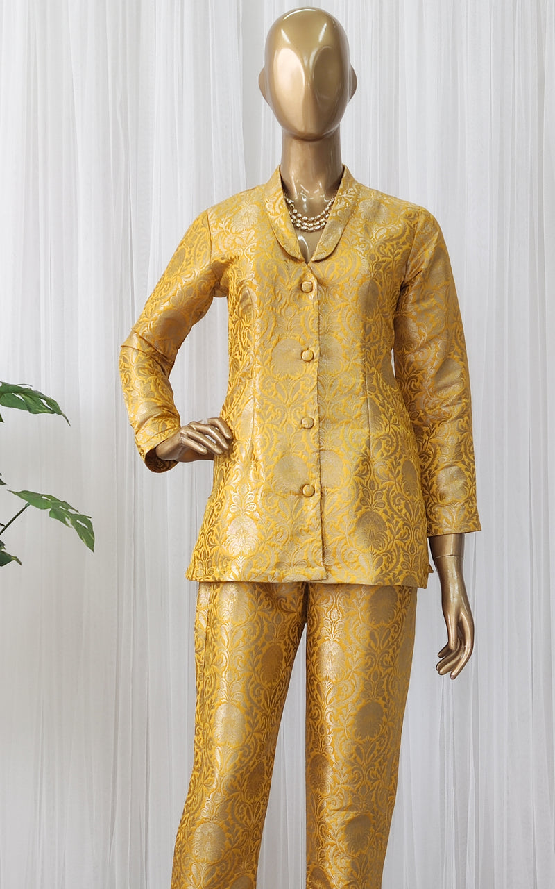 Slub Silk Blend Yellow Suit Suit Pant Bottom main image 0