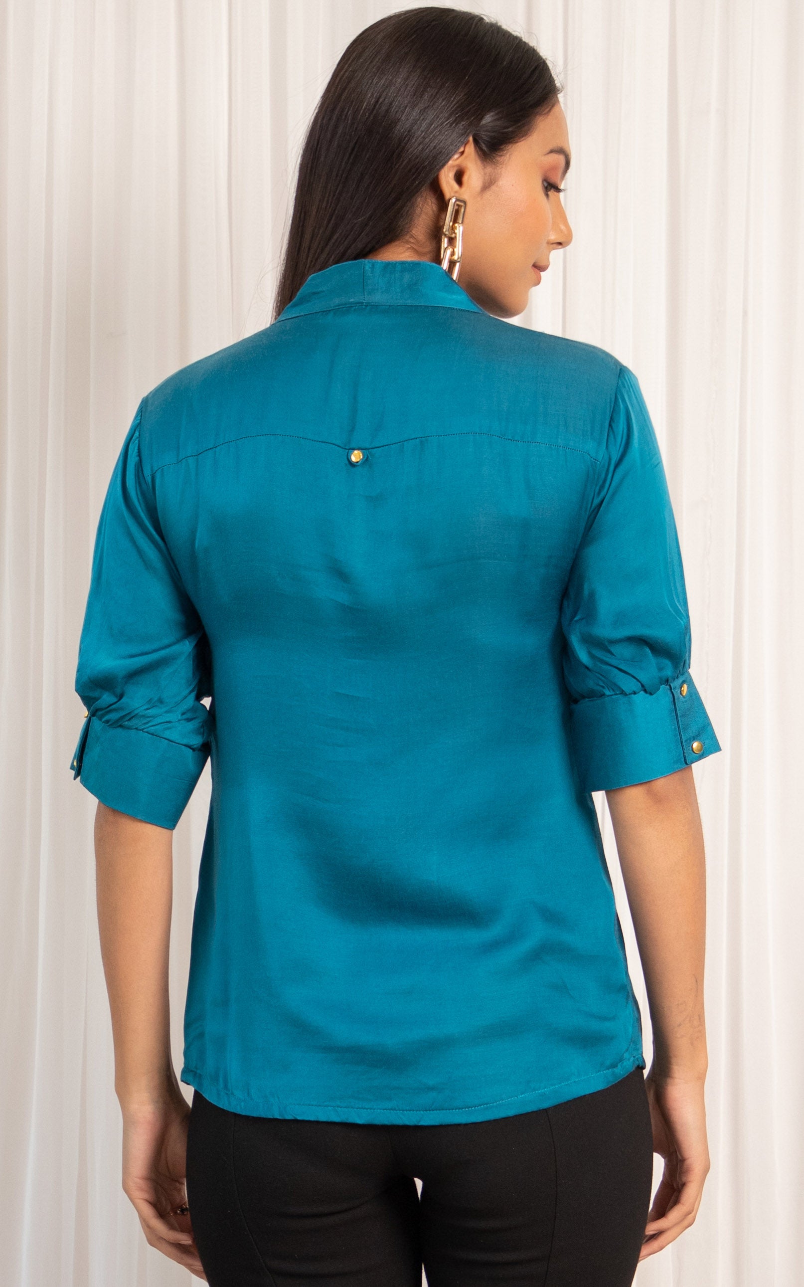 Topaz Satin Bow Top