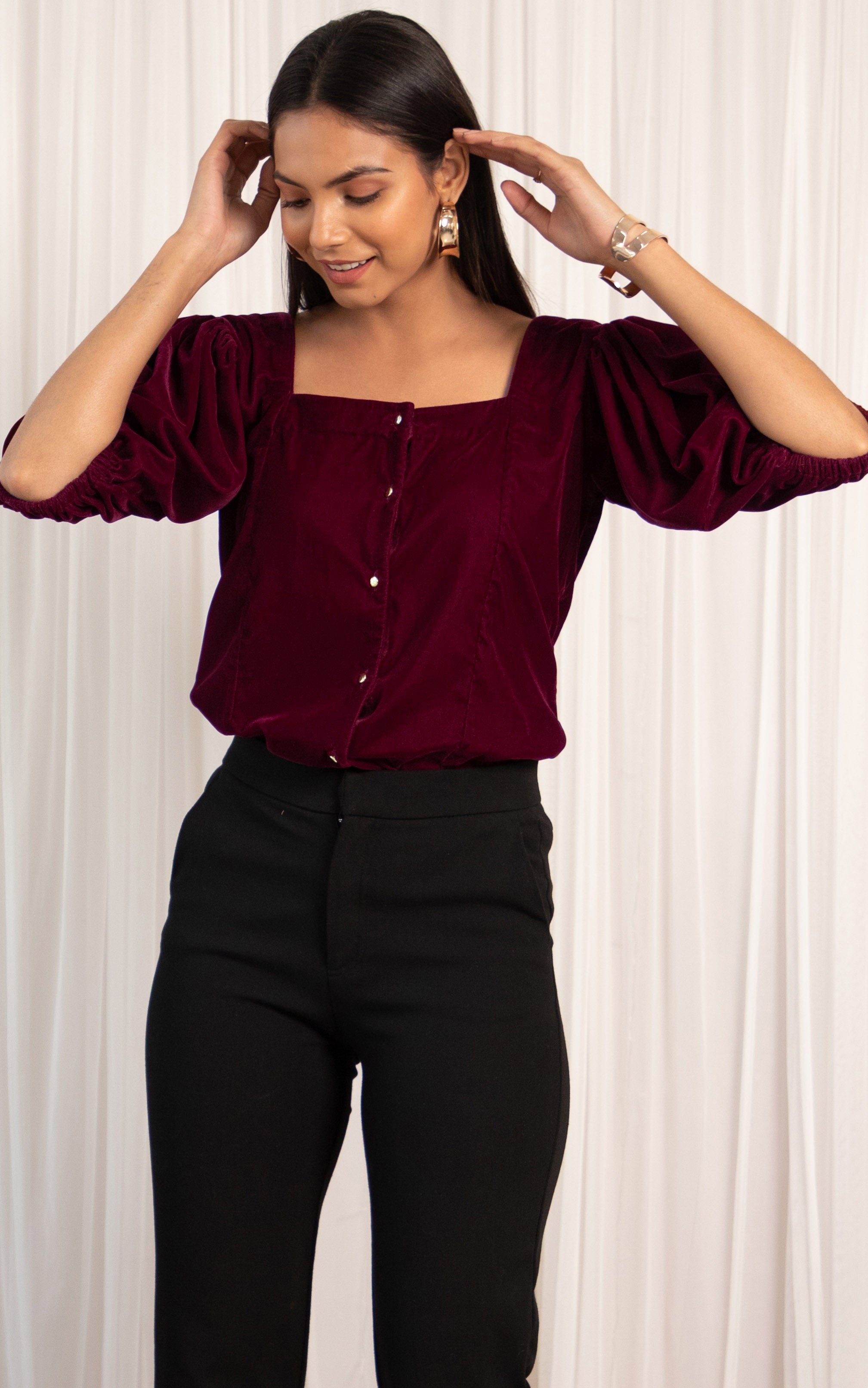 Maroon Velvet Top