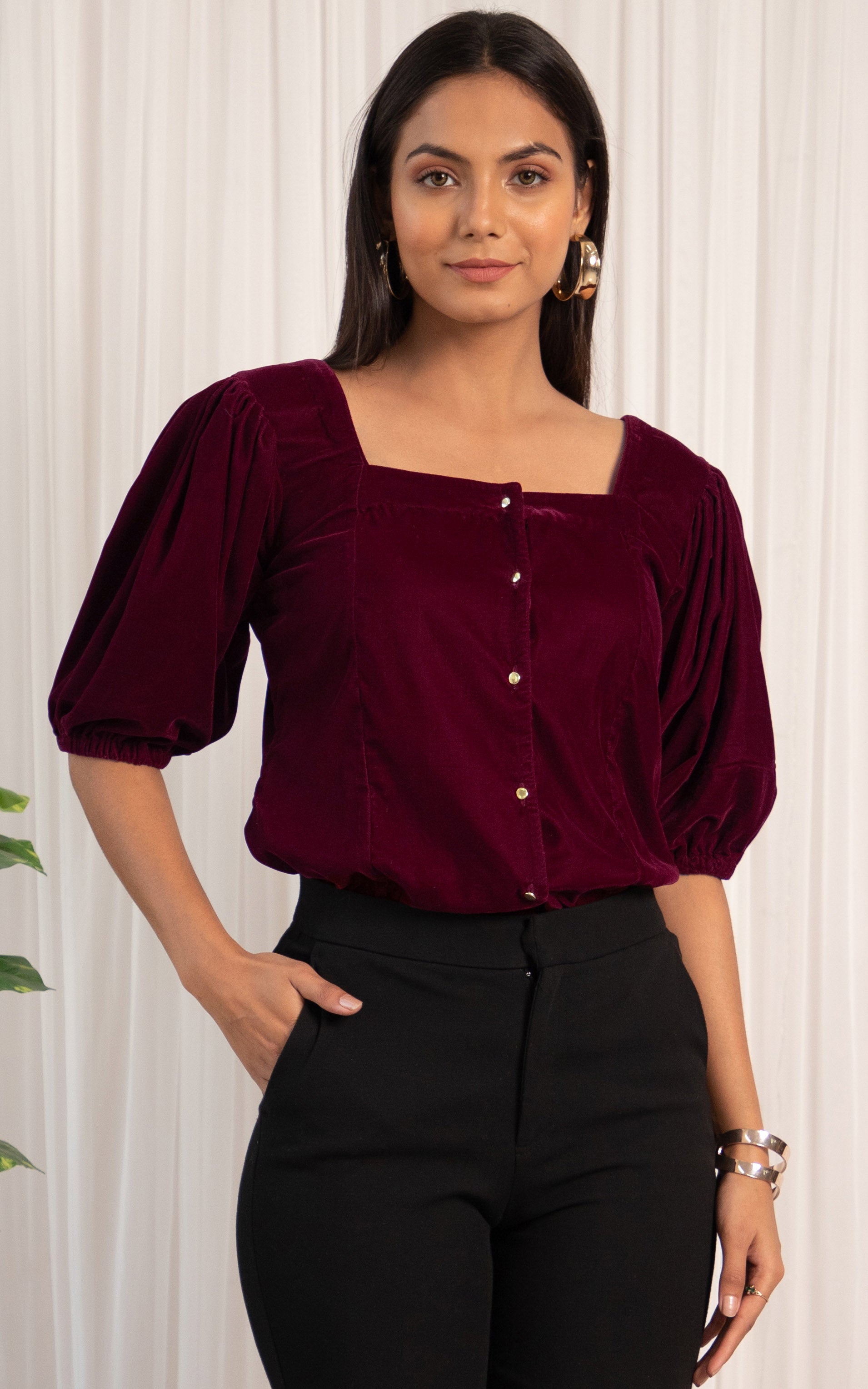 Maroon Velvet Top