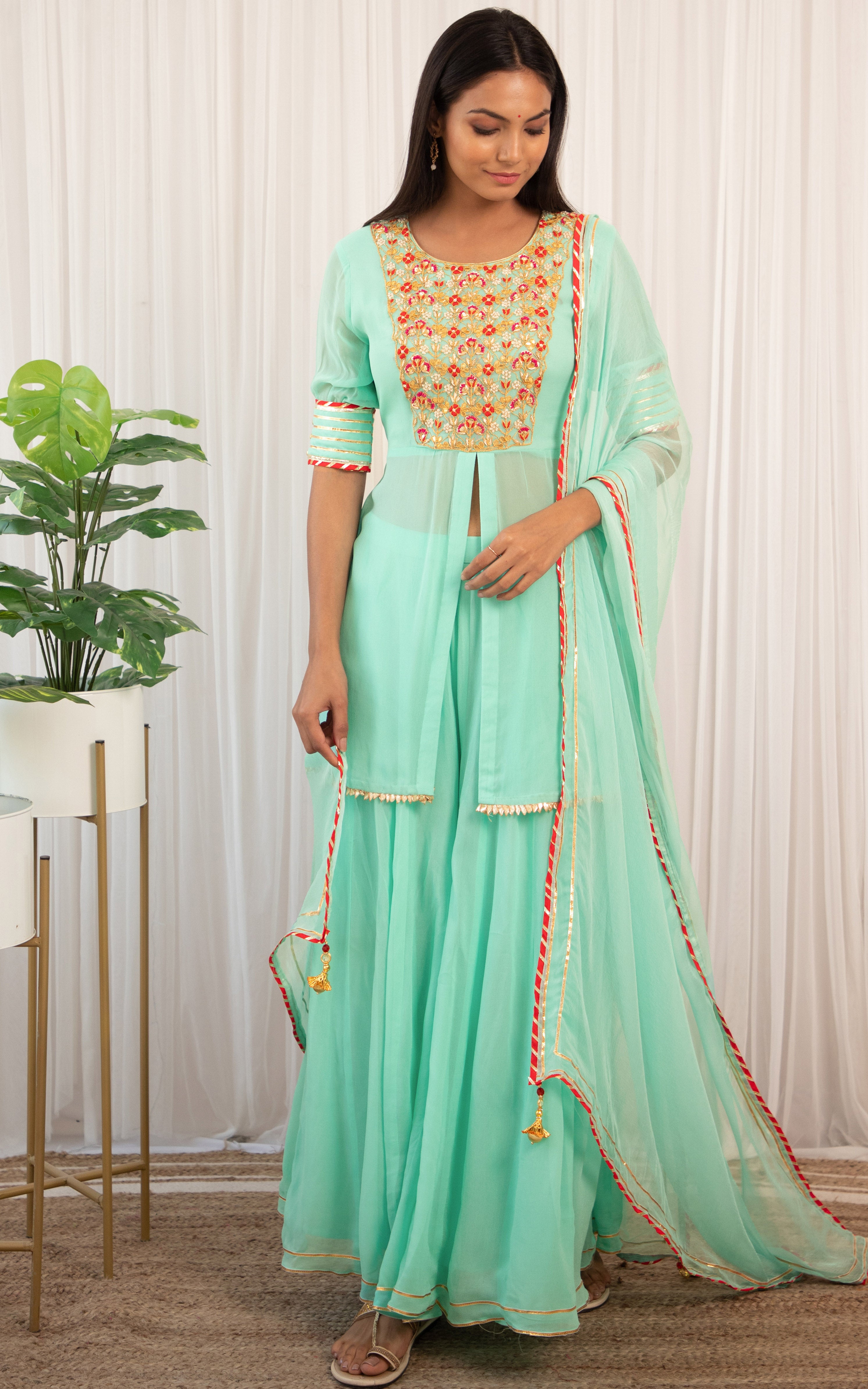 Sky Blue Gota Patti Sharara Set